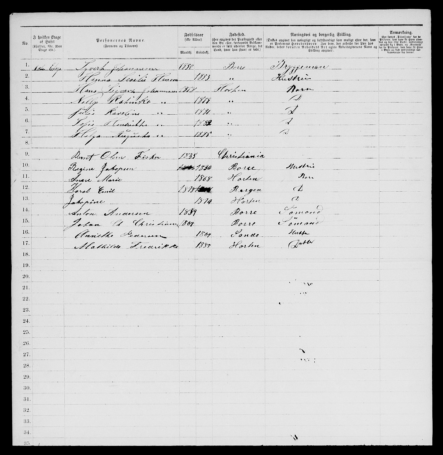 SAKO, 1885 census for 0703 Horten, 1885, p. 1110