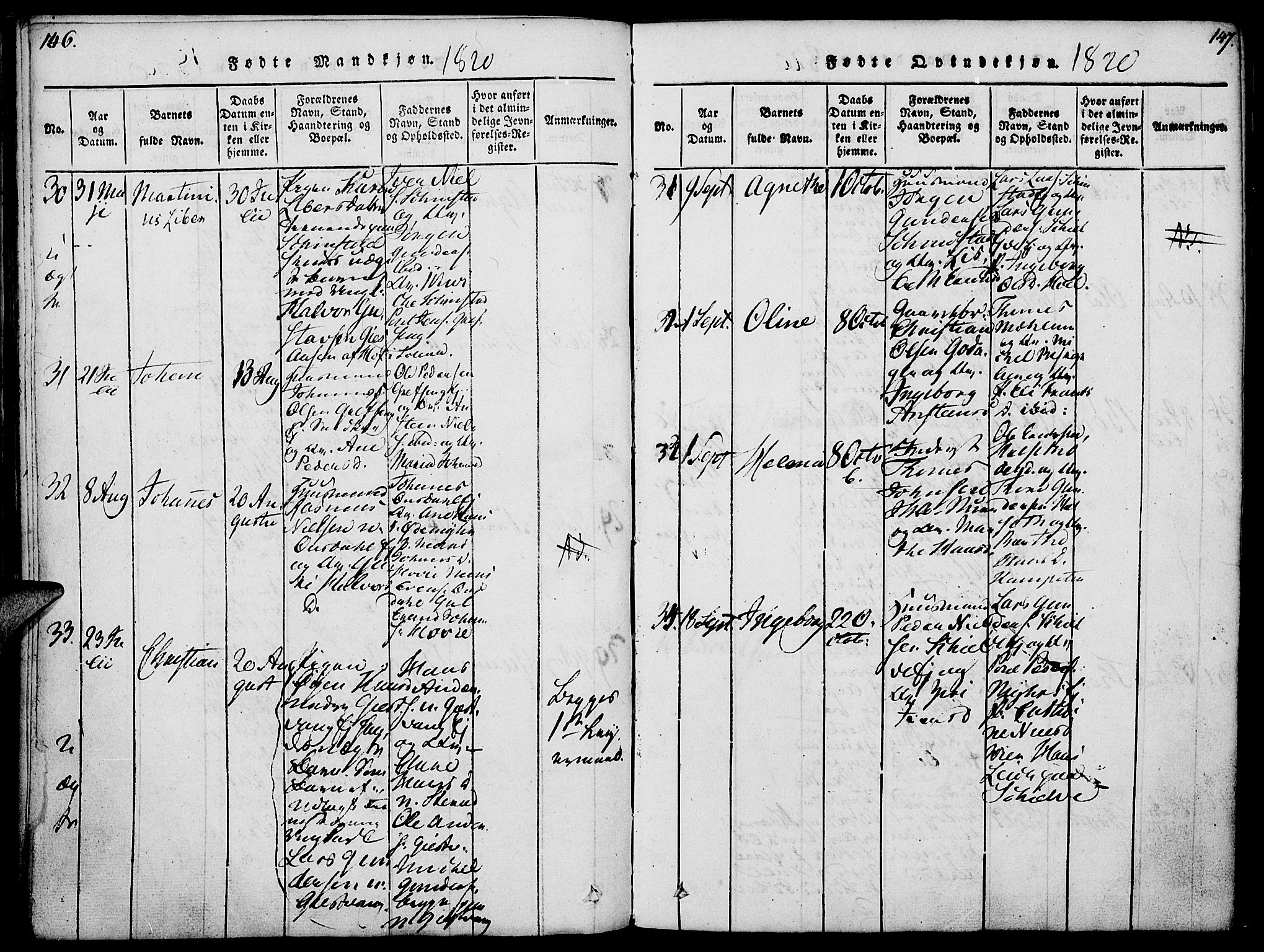 Nes prestekontor, Hedmark, SAH/PREST-020/K/Ka/L0002: Parish register (official) no. 2, 1813-1827, p. 146-147