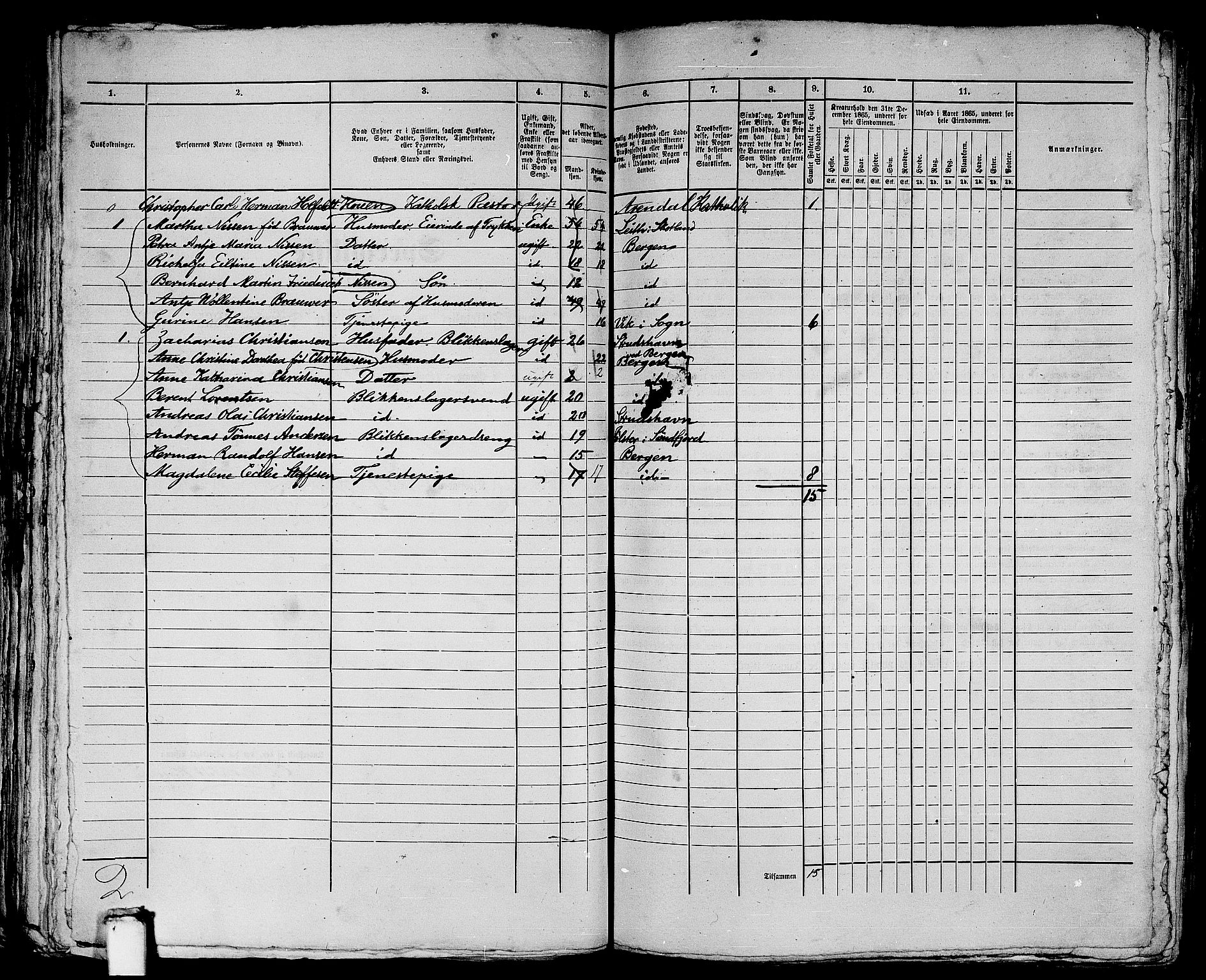 RA, 1865 census for Bergen, 1865, p. 2178