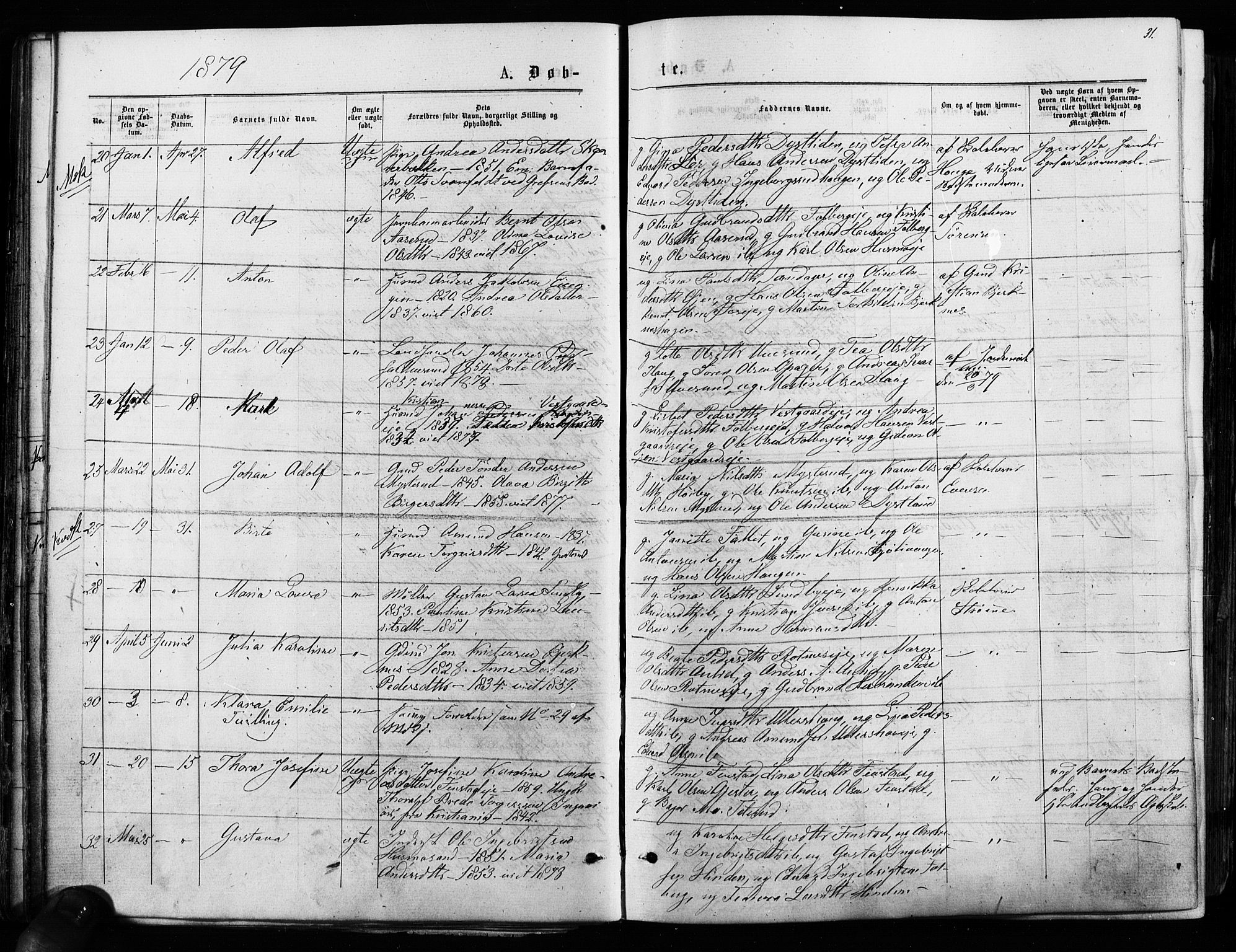 Nes prestekontor Kirkebøker, SAO/A-10410/F/Fa/L0009: Parish register (official) no. I 9, 1875-1882, p. 31