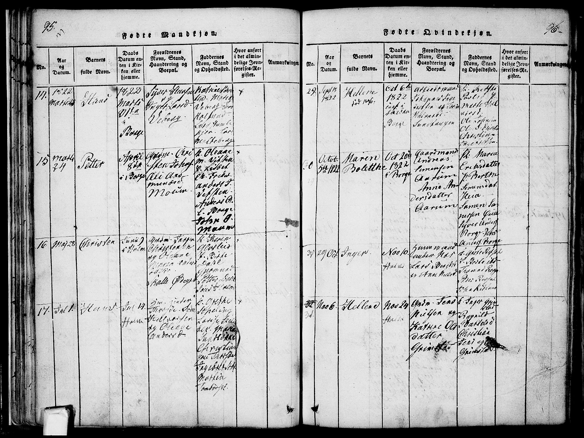 Borge prestekontor Kirkebøker, AV/SAO-A-10903/F/Fa/L0003: Parish register (official) no. I 3, 1815-1836, p. 95-96