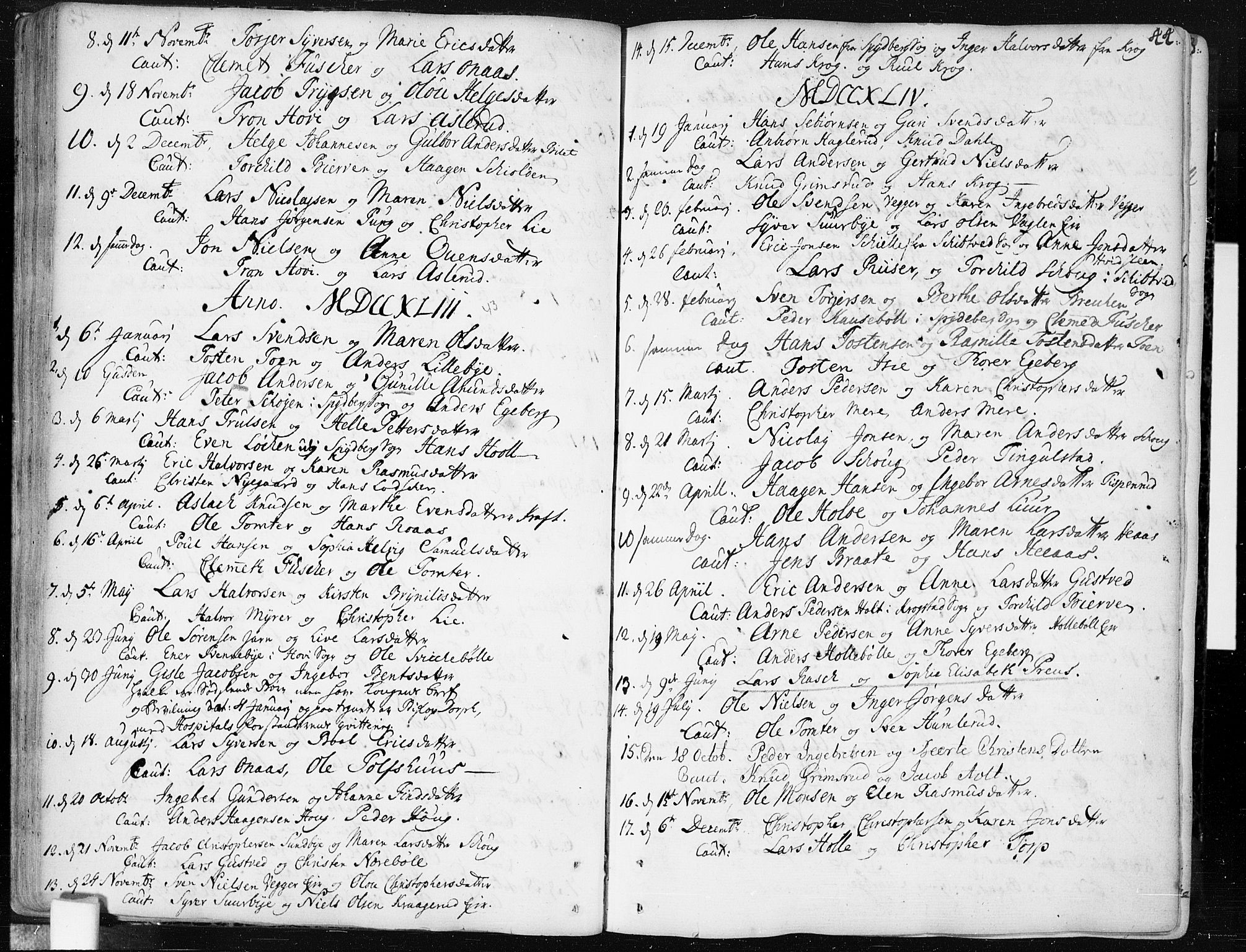 Hobøl prestekontor Kirkebøker, SAO/A-2002/F/Fa/L0001: Parish register (official) no. I 1, 1733-1814, p. 44