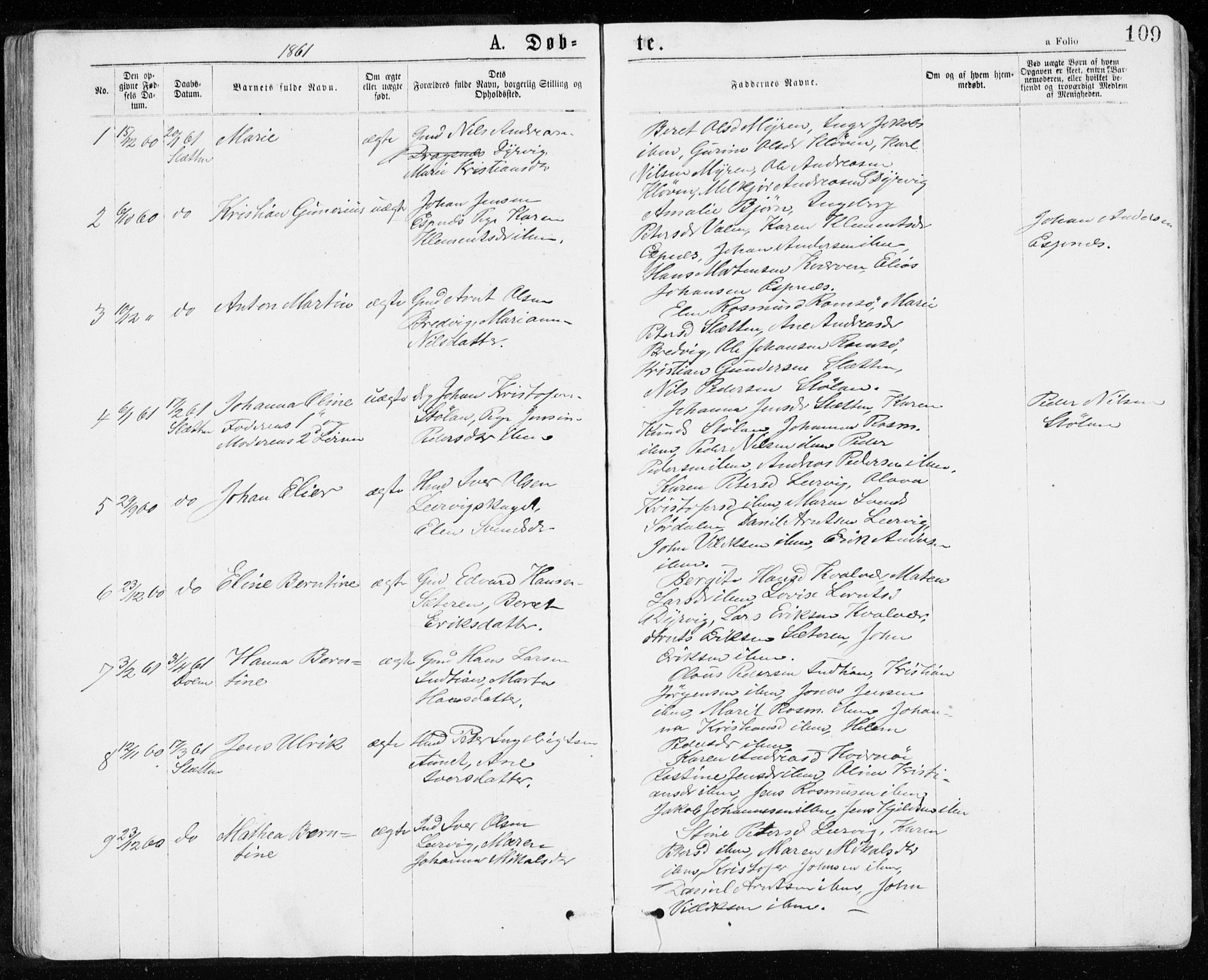 Ministerialprotokoller, klokkerbøker og fødselsregistre - Sør-Trøndelag, SAT/A-1456/640/L0576: Parish register (official) no. 640A01, 1846-1876, p. 109