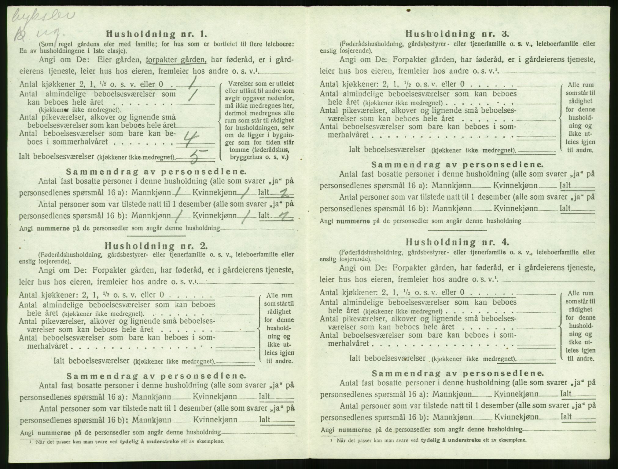 SAT, 1920 census for Volda, 1920, p. 1453