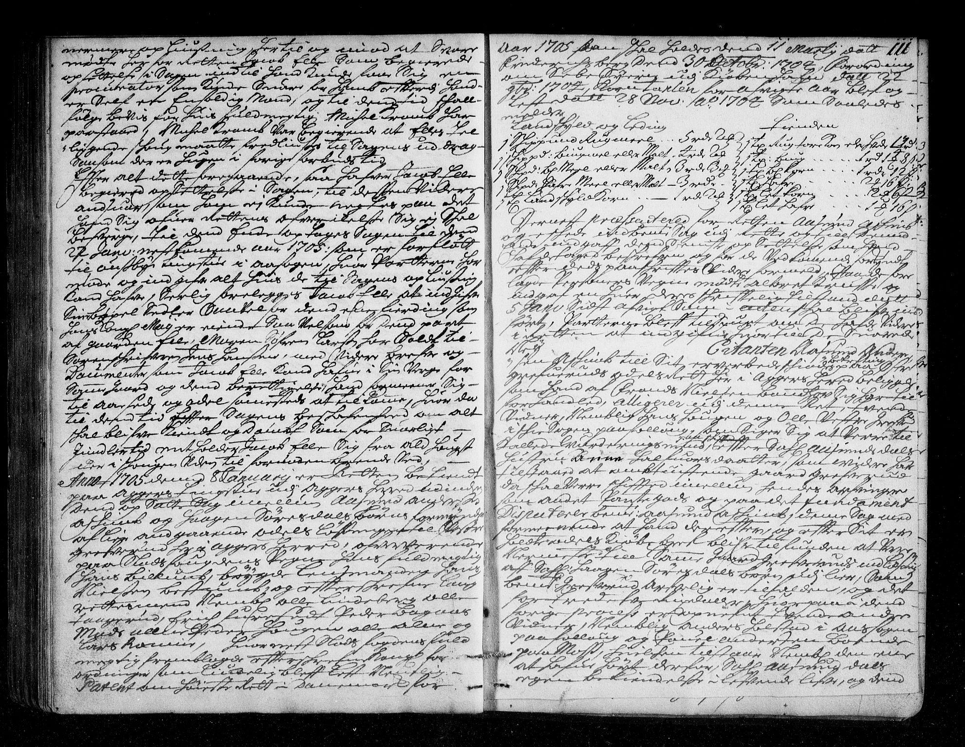 Aker sorenskriveri, SAO/A-10895/F/Fb/L0029: Tingbok, 1703-1705, p. 110b-111a