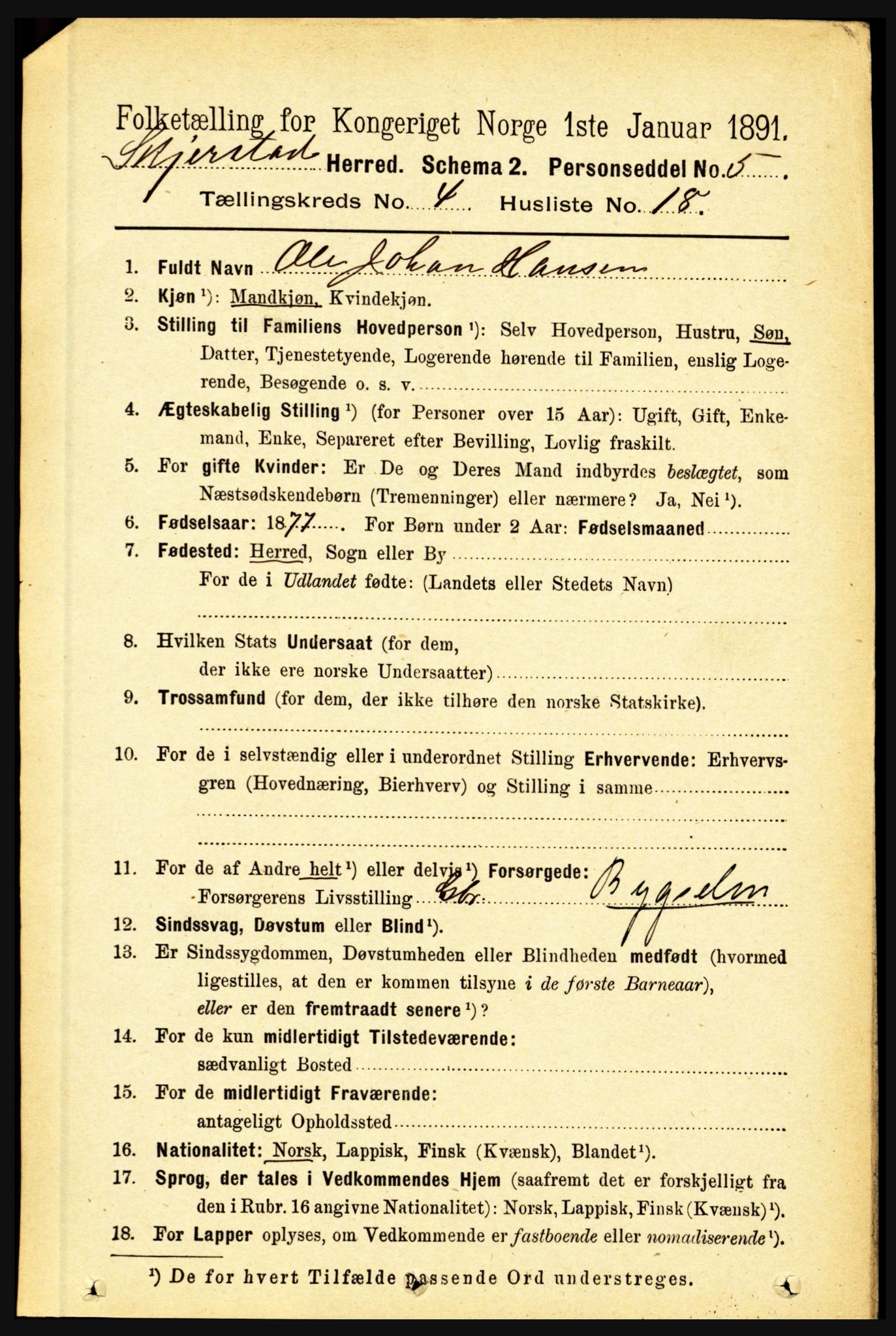 RA, 1891 census for 1842 Skjerstad, 1891, p. 1251