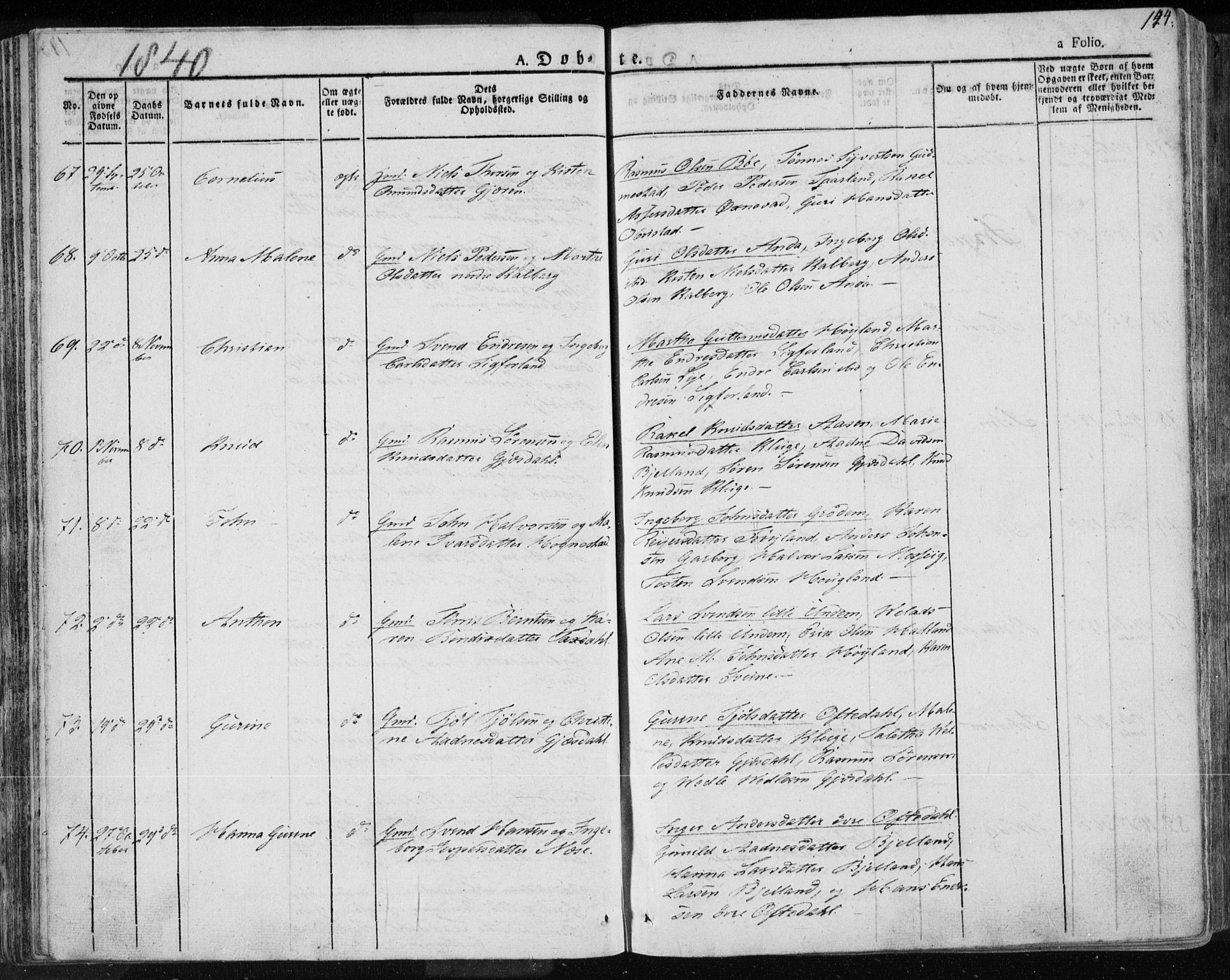 Lye sokneprestkontor, AV/SAST-A-101794/001/30BA/L0004: Parish register (official) no. A 4, 1826-1841, p. 144