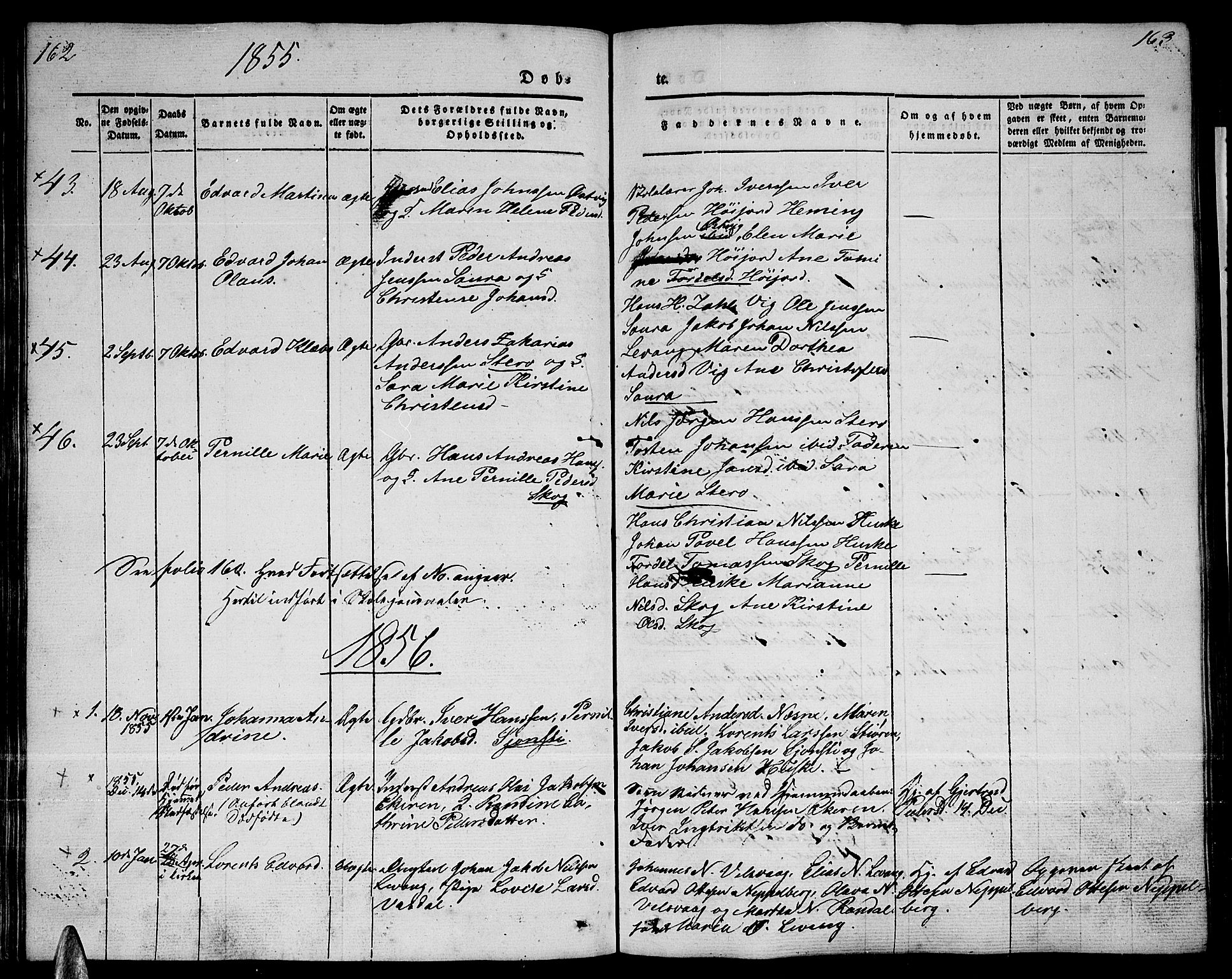 Ministerialprotokoller, klokkerbøker og fødselsregistre - Nordland, AV/SAT-A-1459/838/L0555: Parish register (copy) no. 838C02, 1842-1861, p. 162-163