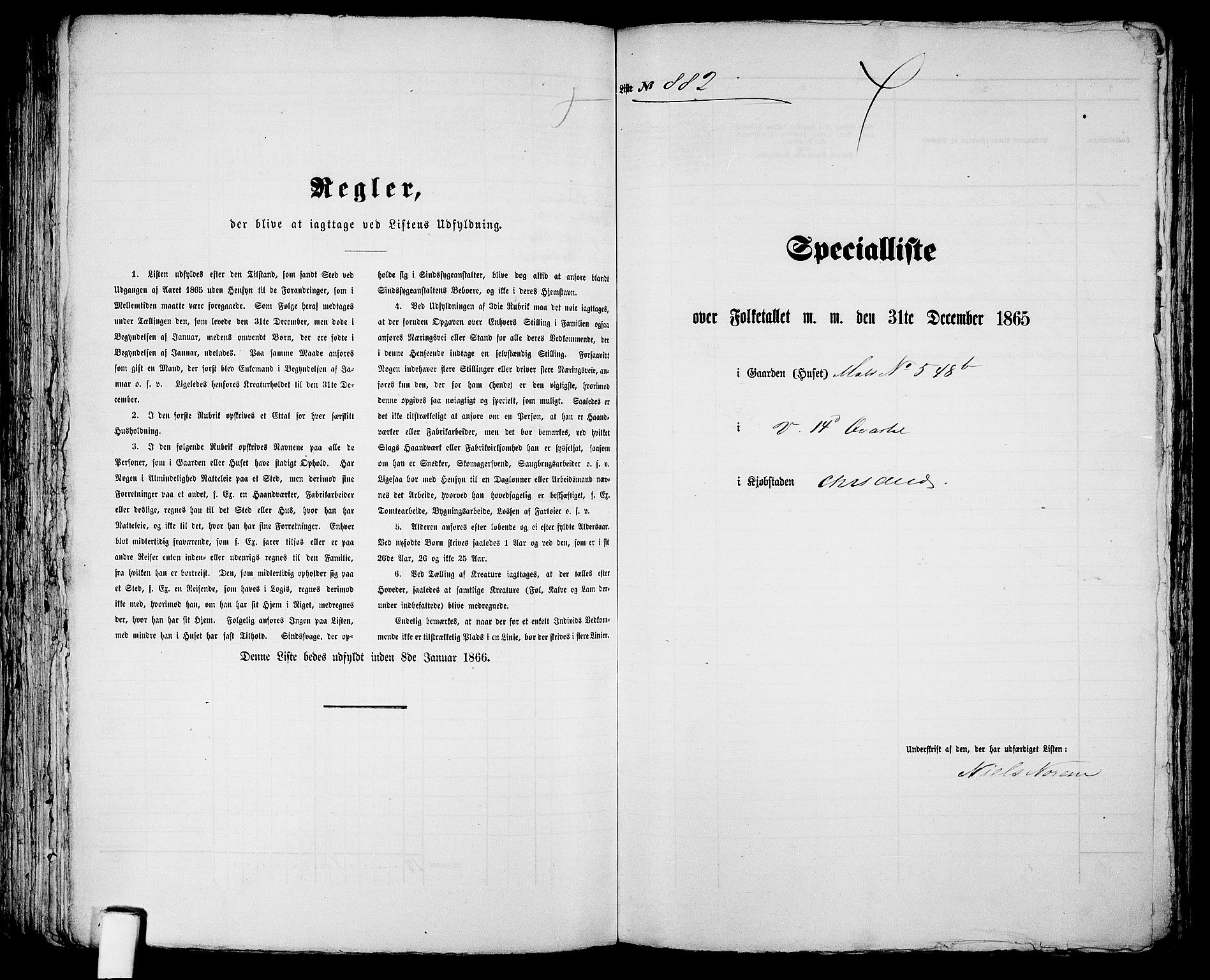 RA, 1865 census for Kristiansand, 1865, p. 1803