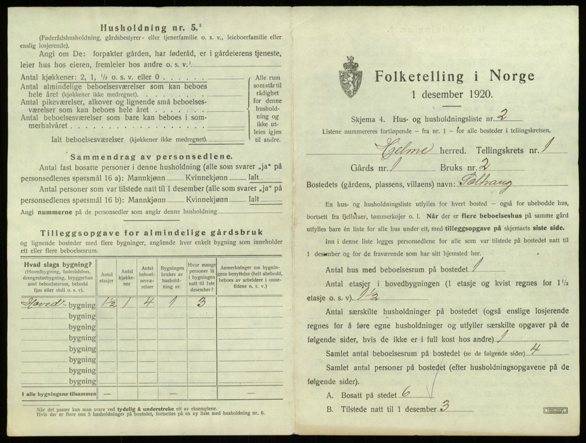 SAB, 1920 census for Hjelme, 1920, p. 21