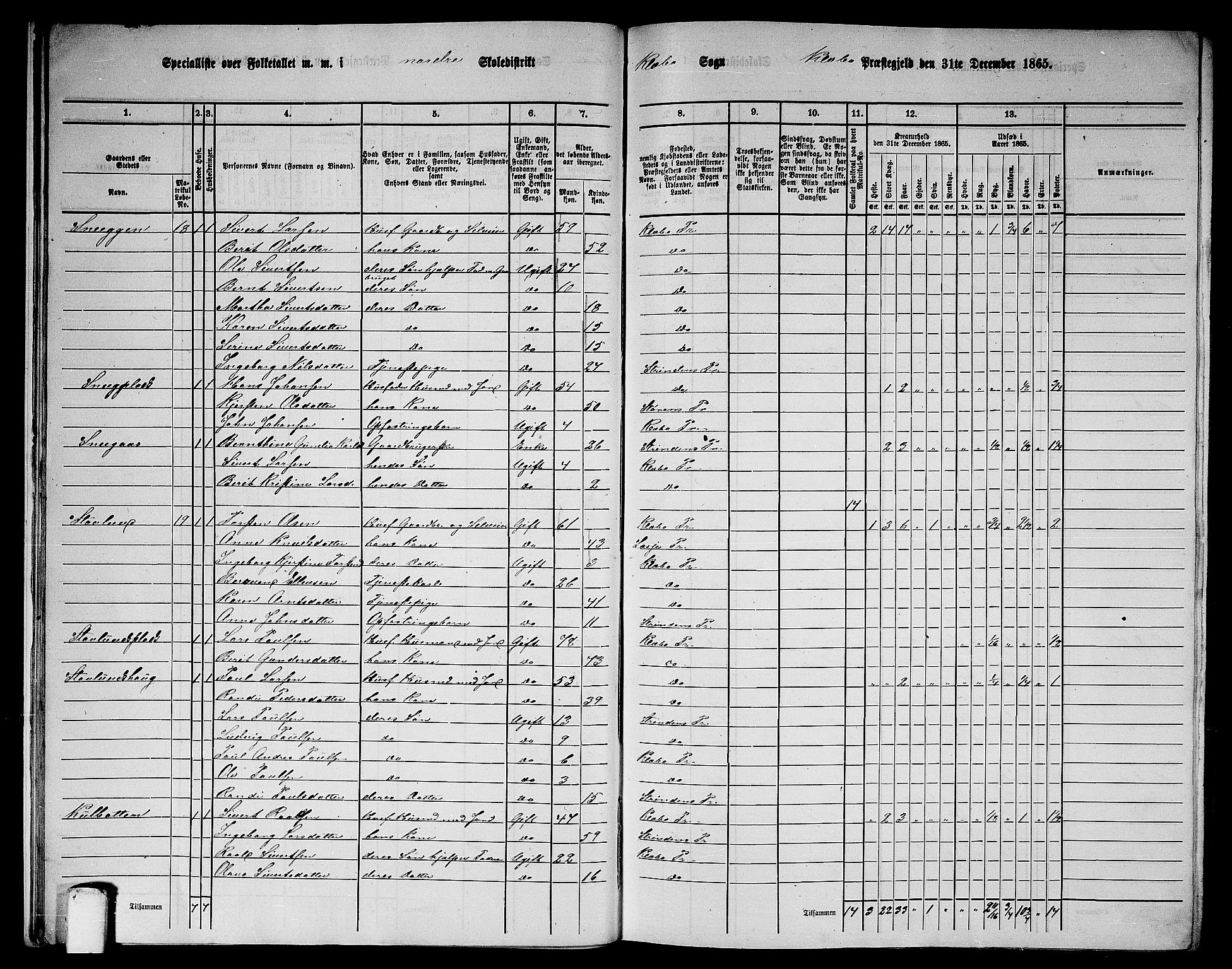 RA, 1865 census for Klæbu, 1865, p. 15