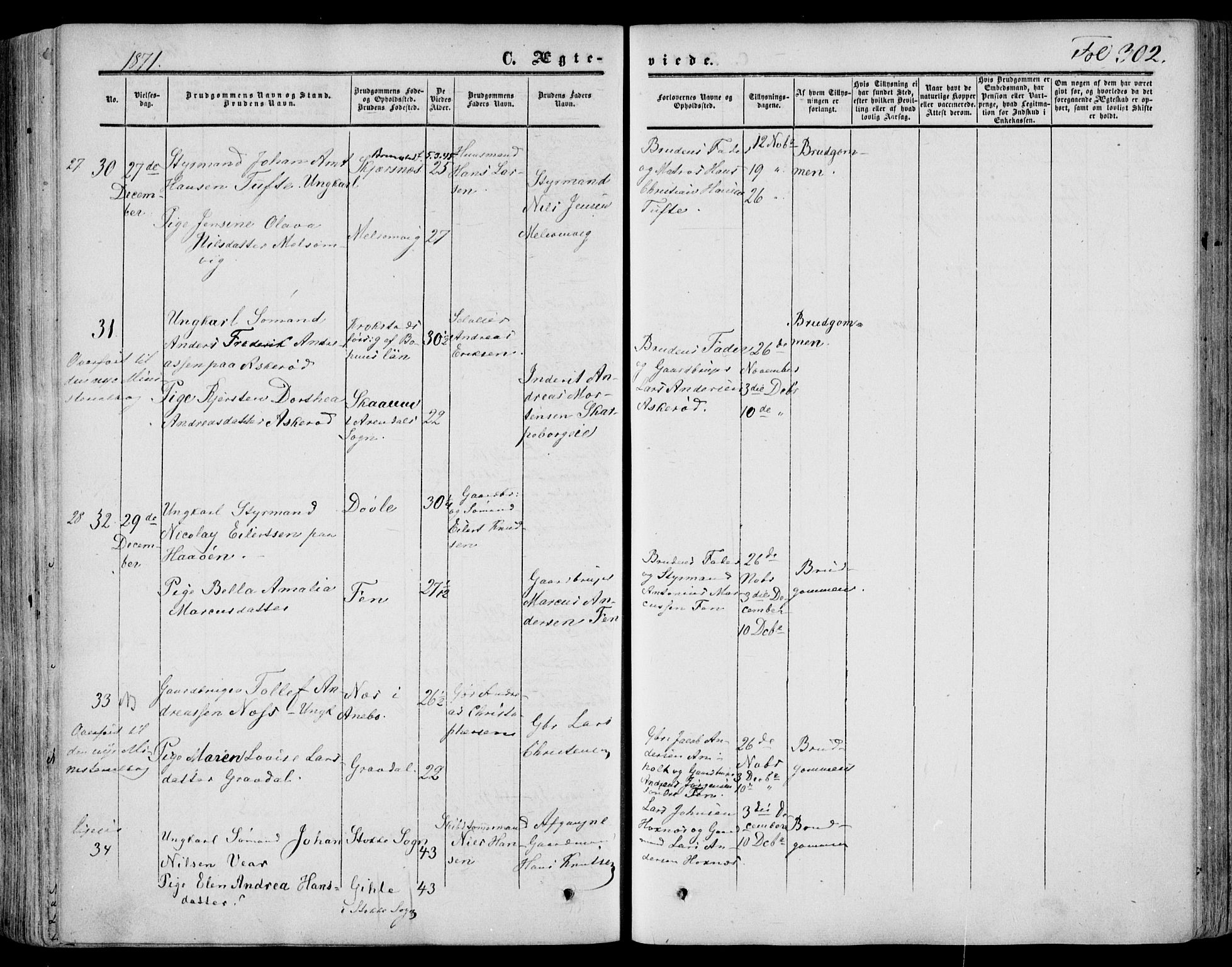 Stokke kirkebøker, AV/SAKO-A-320/F/Fa/L0008: Parish register (official) no. I 8, 1858-1871, p. 302