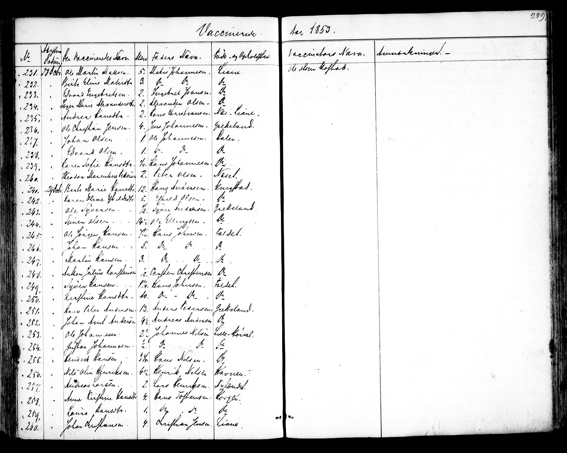 Tune prestekontor Kirkebøker, AV/SAO-A-2007/F/Fa/L0011: Parish register (official) no. 11, 1852-1856, p. 289