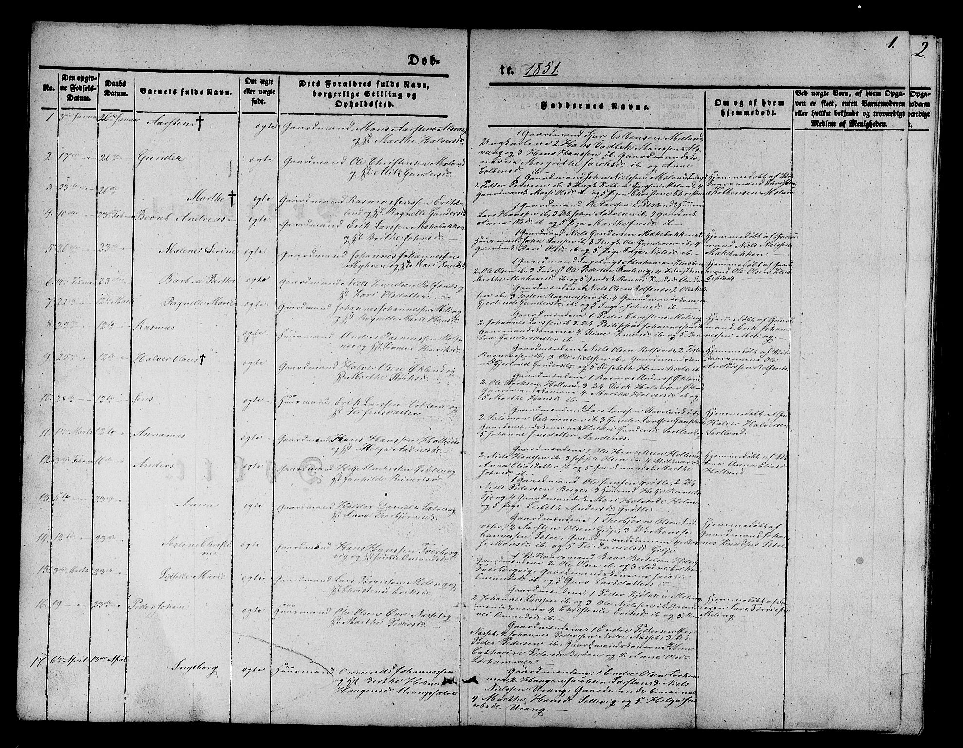 Finnås sokneprestembete, SAB/A-99925/H/Ha/Hab/Habb/L0001: Parish register (copy) no. B 1, 1851-1870, p. 1