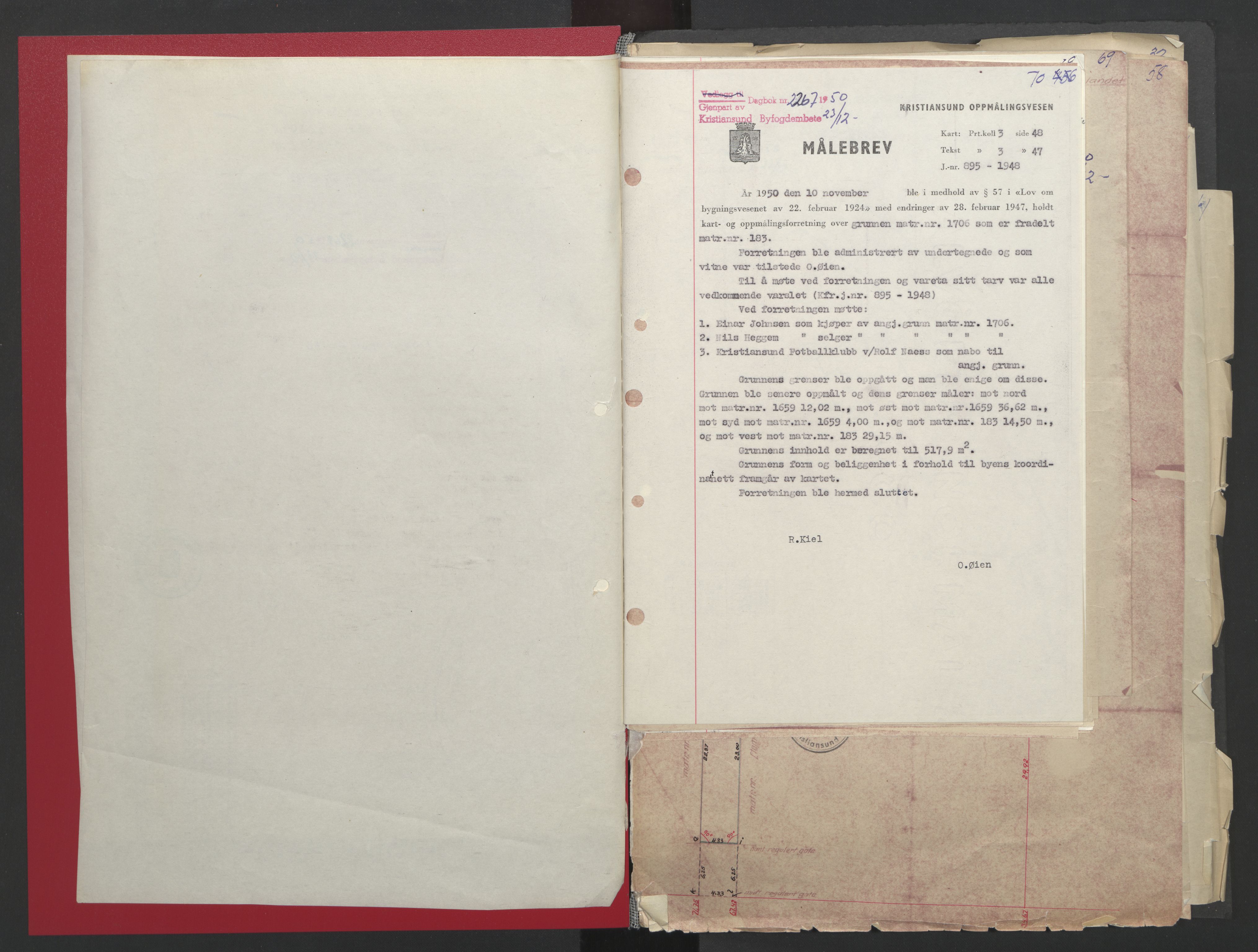 Kristiansund byfogd, AV/SAT-A-4587/A/27: Mortgage book no. 48, 1950-1950, Diary no: : 2267/1950