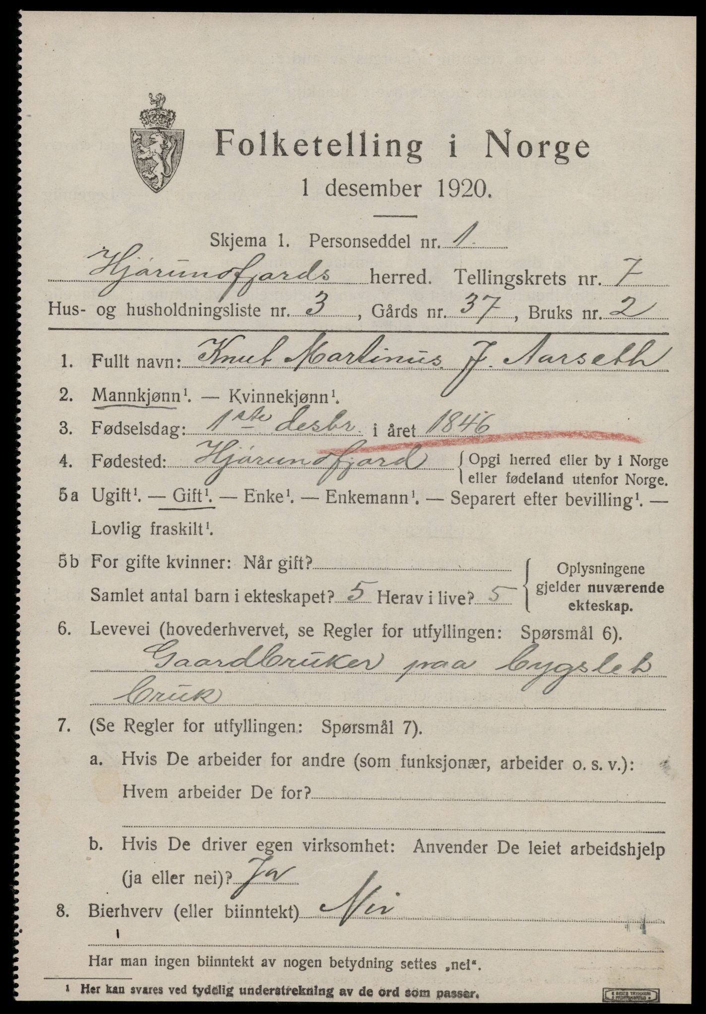 SAT, 1920 census for Hjørundfjord, 1920, p. 2841