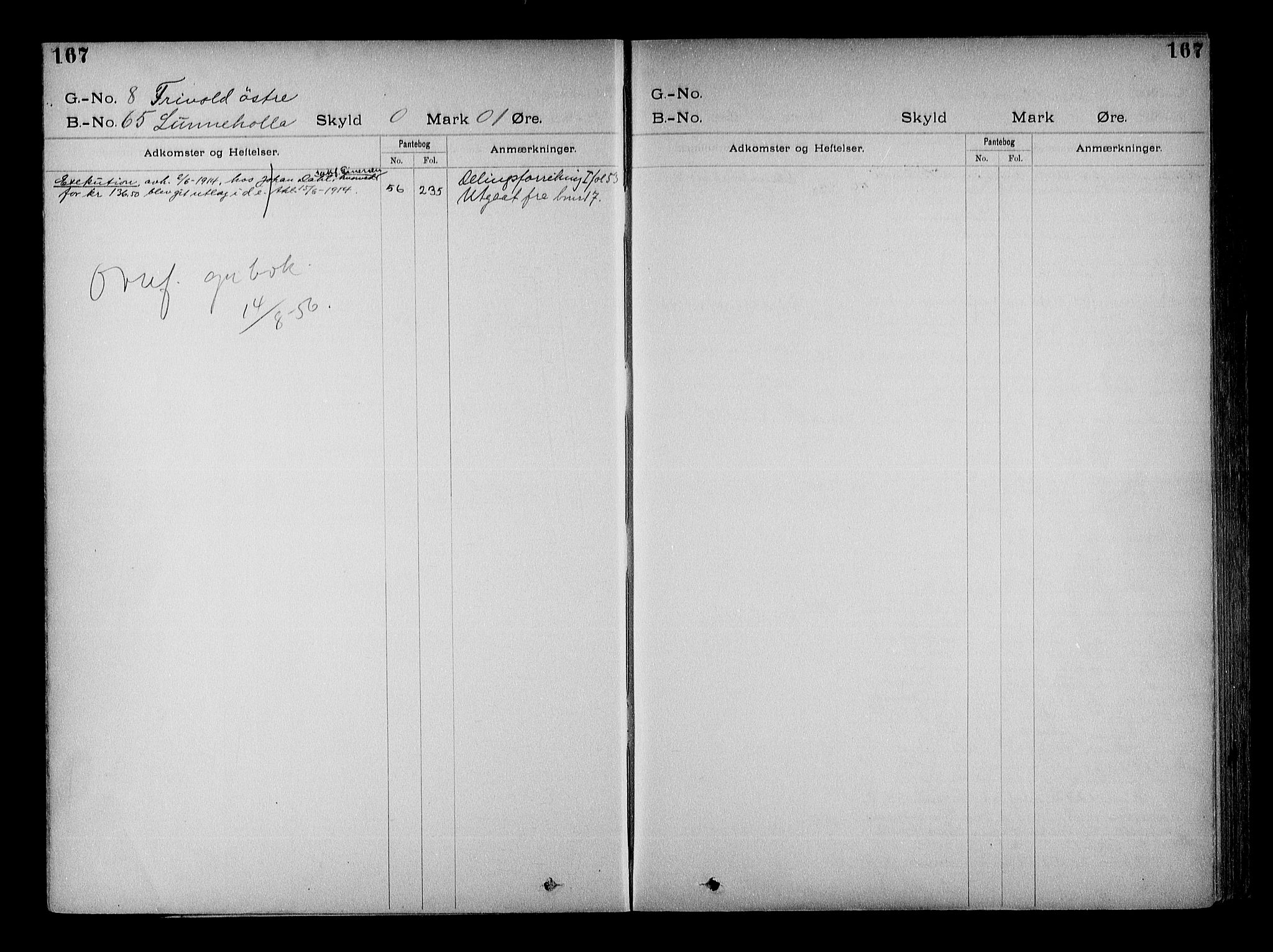 Vestre Nedenes/Sand sorenskriveri, SAK/1221-0010/G/Ga/L0022: Mortgage register no. 15, 1899-1957, p. 167