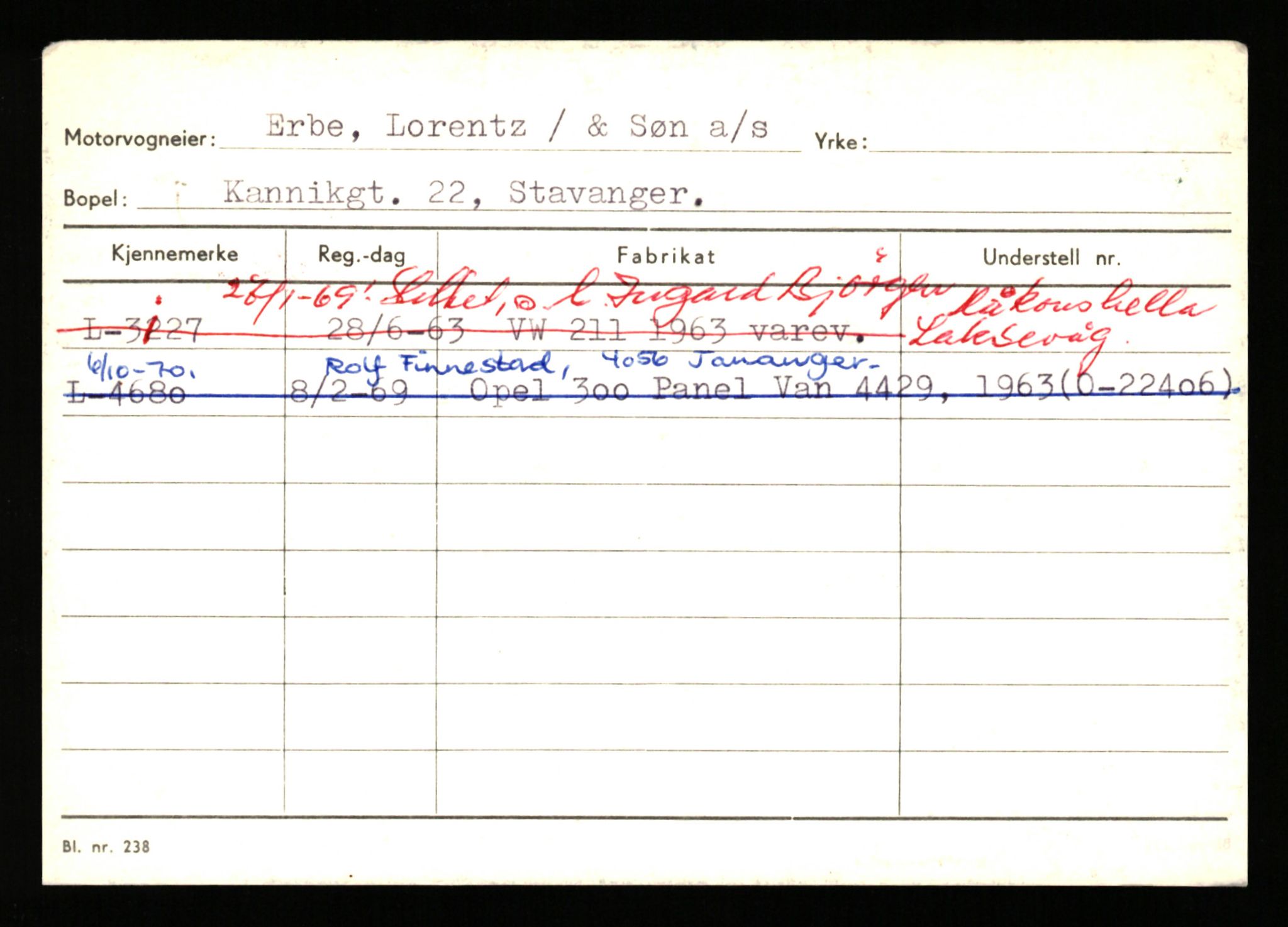 Stavanger trafikkstasjon, AV/SAST-A-101942/0/H/L0008: Eraker - Fjellstad, 1930-1971, p. 3