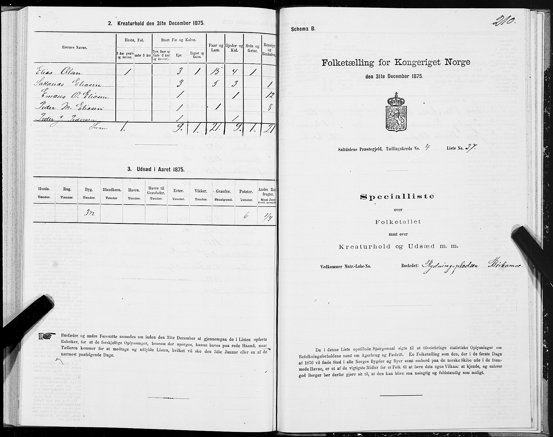 SAT, 1875 census for 1840P Saltdal, 1875, p. 2210