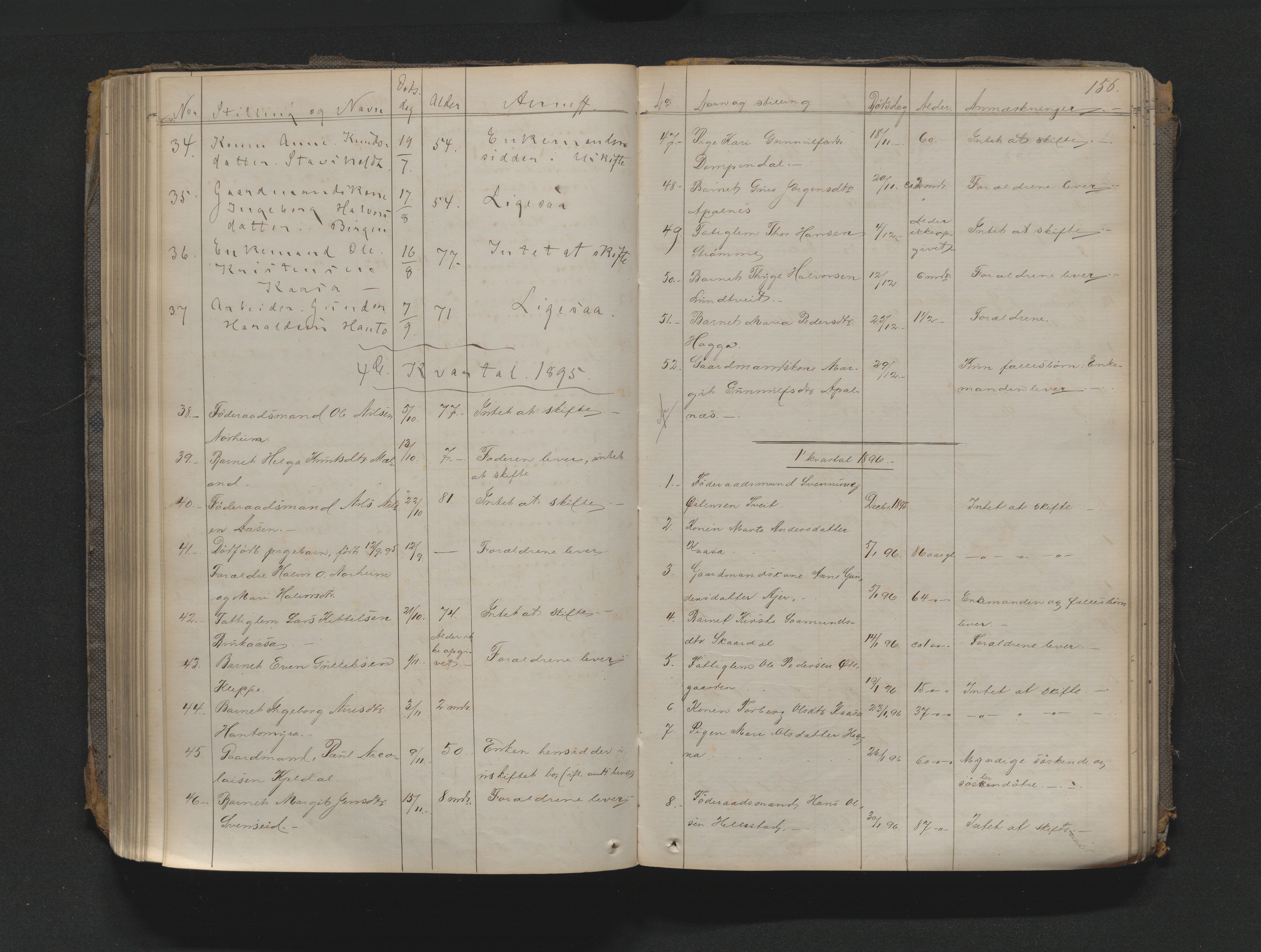 Nedre Telemark sorenskriveri, AV/SAKO-A-135/H/Ha/Haa/L0001: Dødsanmeldeldelsesprotokoll, 1867-1901, p. 155b-156a