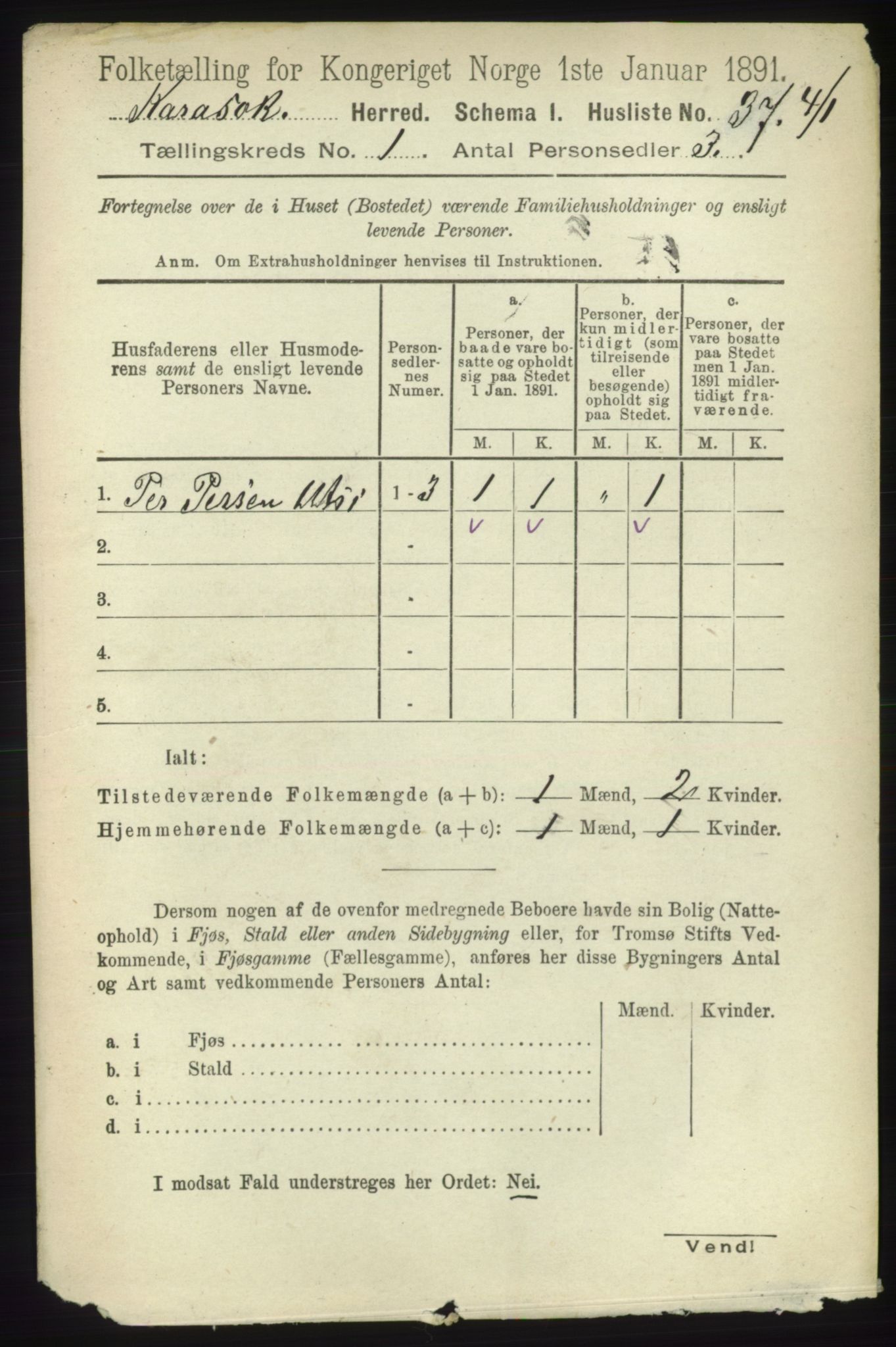 RA, 1891 census for 2021 Karasjok, 1891, p. 52