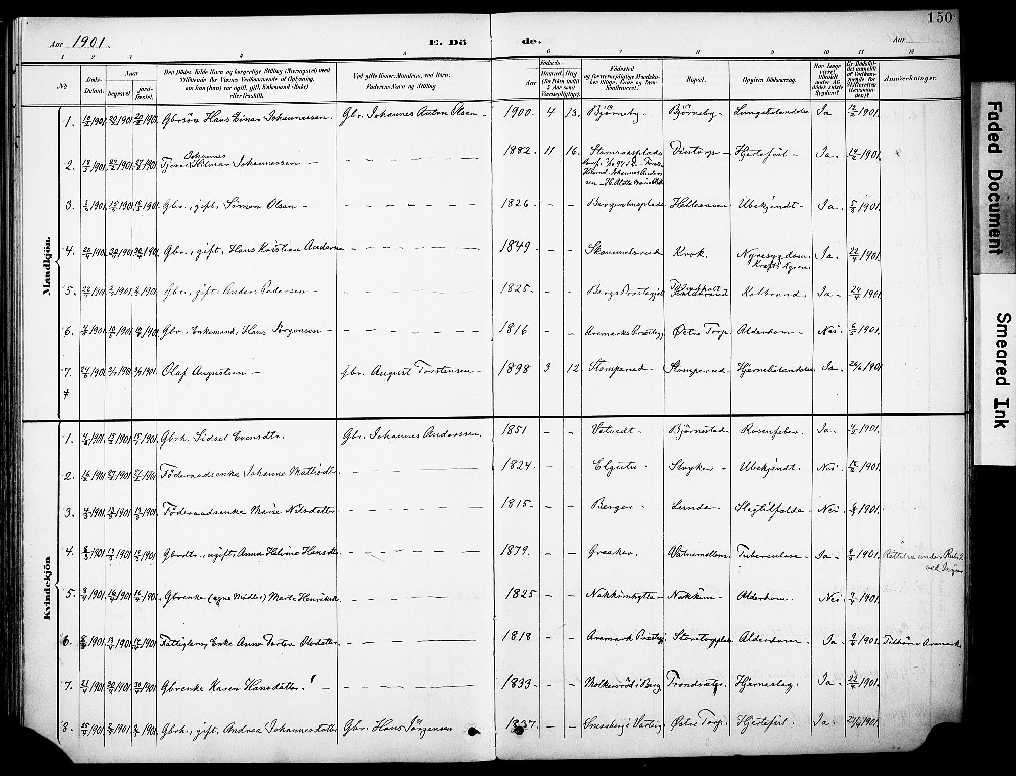 Rakkestad prestekontor Kirkebøker, AV/SAO-A-2008/F/Fb/L0002: Parish register (official) no. II 2, 1900-1920, p. 150