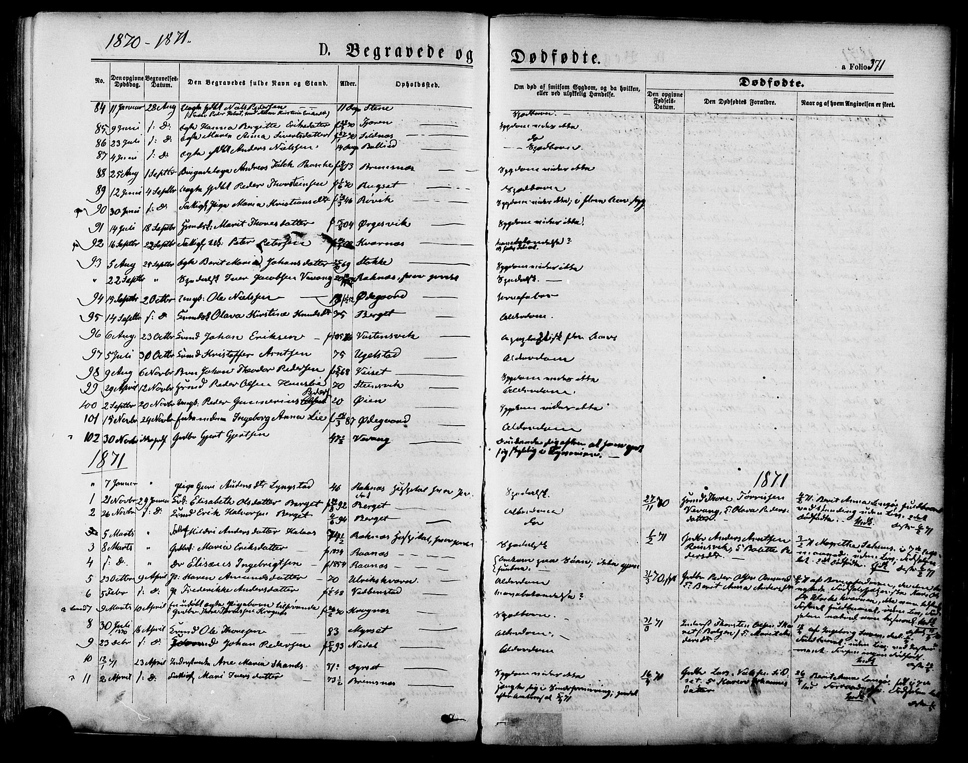 Ministerialprotokoller, klokkerbøker og fødselsregistre - Møre og Romsdal, SAT/A-1454/568/L0805: Parish register (official) no. 568A12 /1, 1869-1884, p. 371