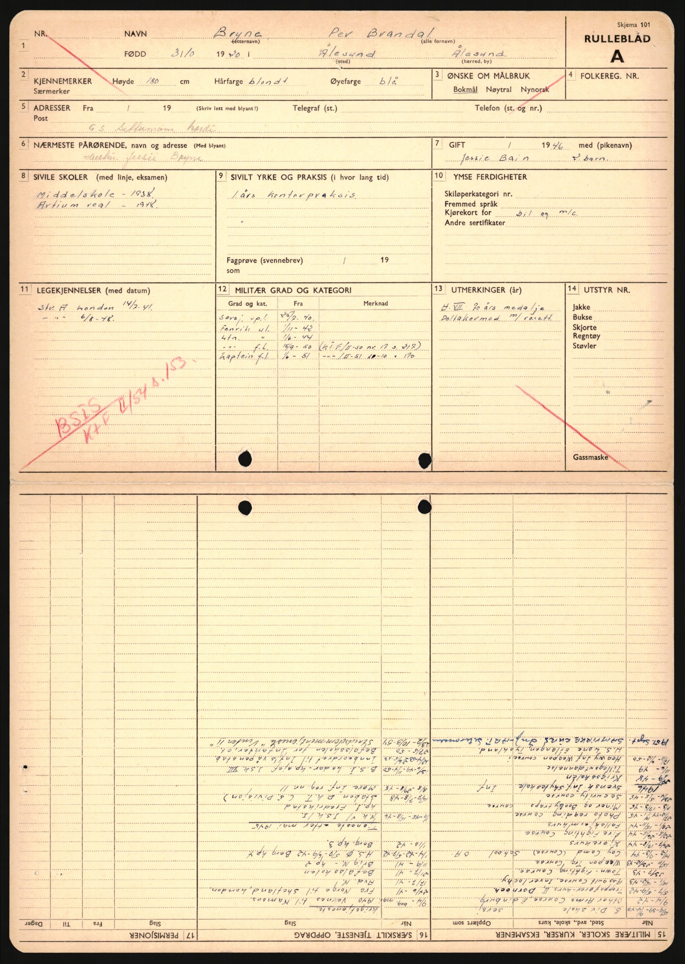 Forsvaret, Sør-Hålogaland landforsvar, AV/RA-RAFA-2552/P/Pa/L0303: Personellmapper for slettet personell, yrkesbefal og vernepliktig befal, født 1917-1920, 1936-1980, p. 569