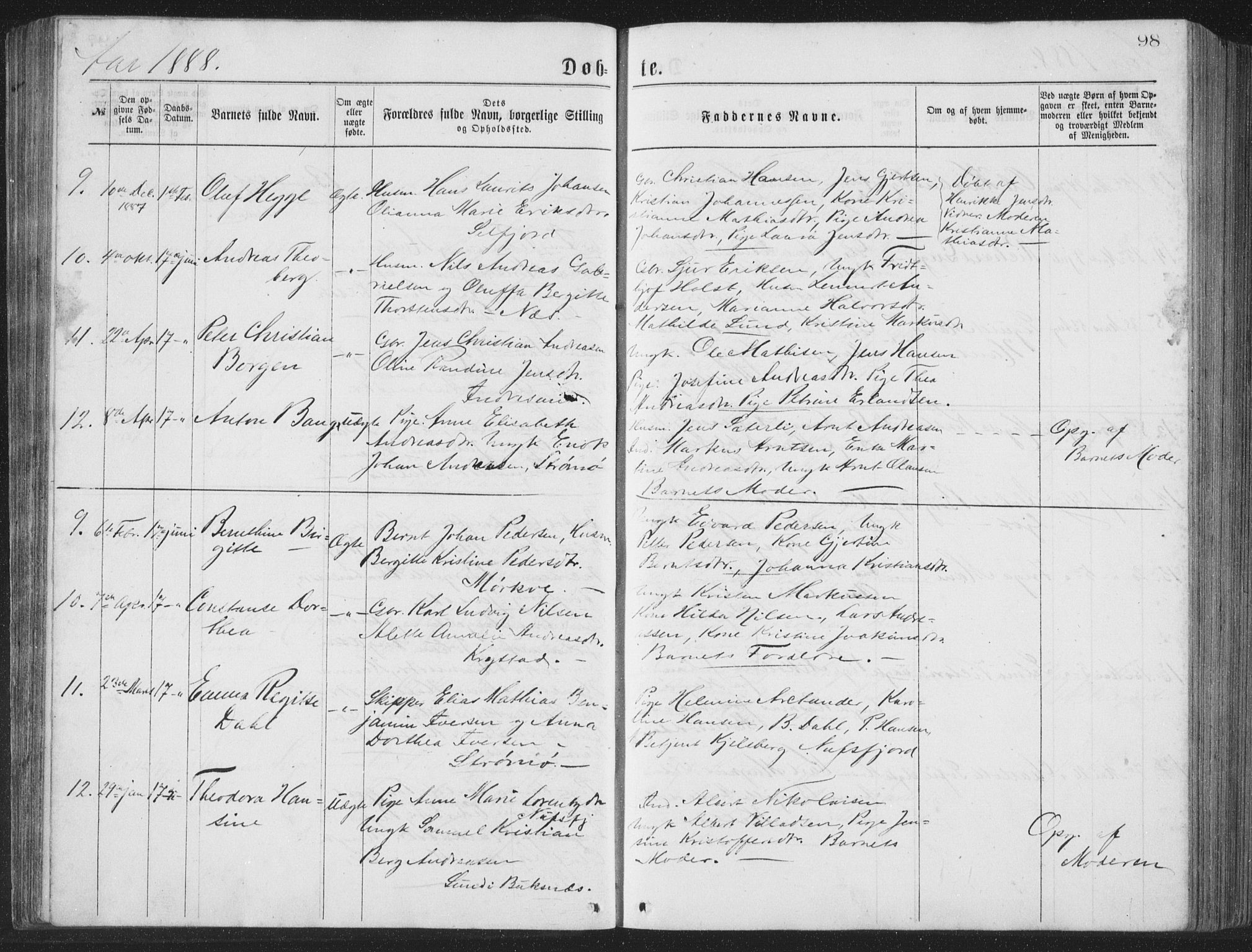 Ministerialprotokoller, klokkerbøker og fødselsregistre - Nordland, AV/SAT-A-1459/885/L1213: Parish register (copy) no. 885C02, 1874-1892, p. 98