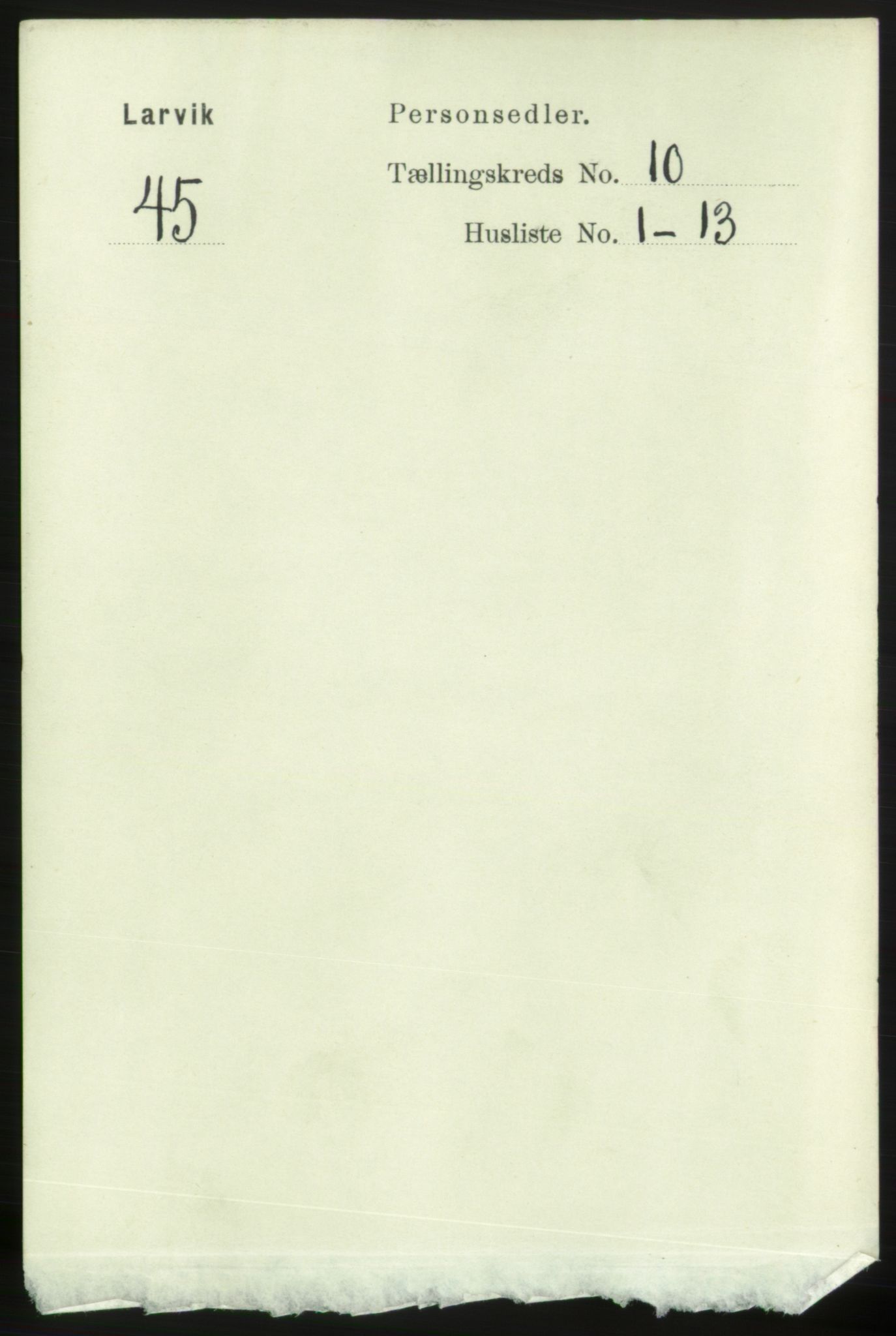 RA, 1891 census for 0707 Larvik, 1891, p. 9069