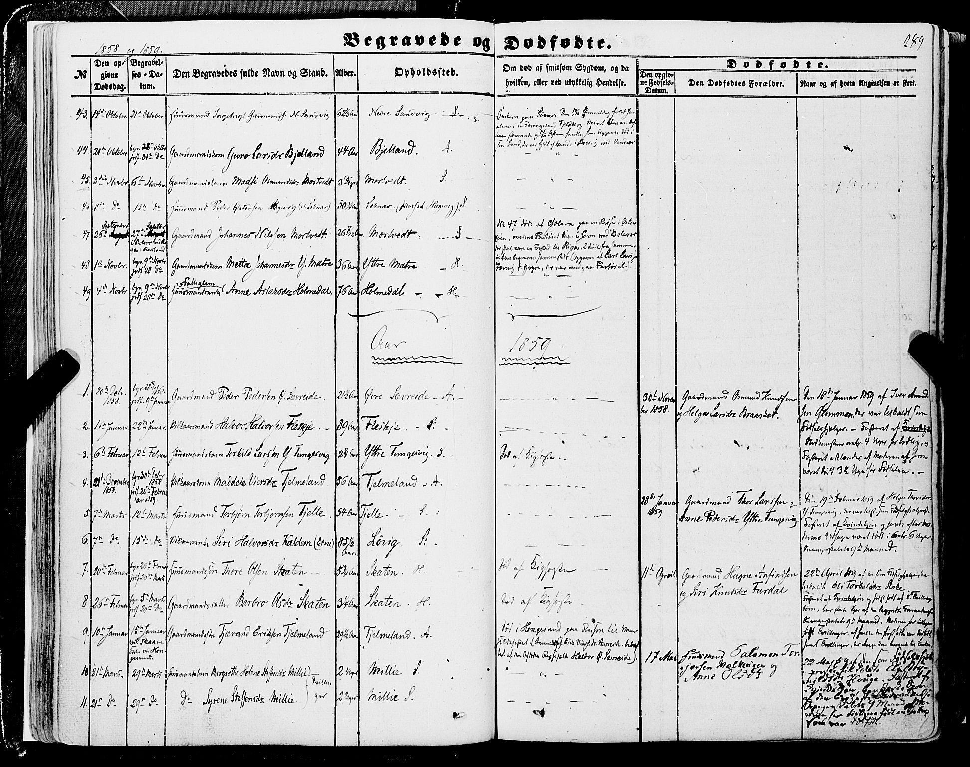 Skånevik sokneprestembete, SAB/A-77801/H/Haa: Parish register (official) no. A 5II, 1848-1869, p. 289