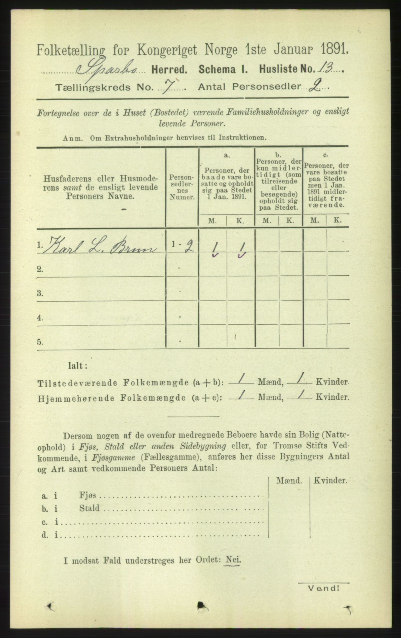 RA, 1891 census for 1731 Sparbu, 1891, p. 2348