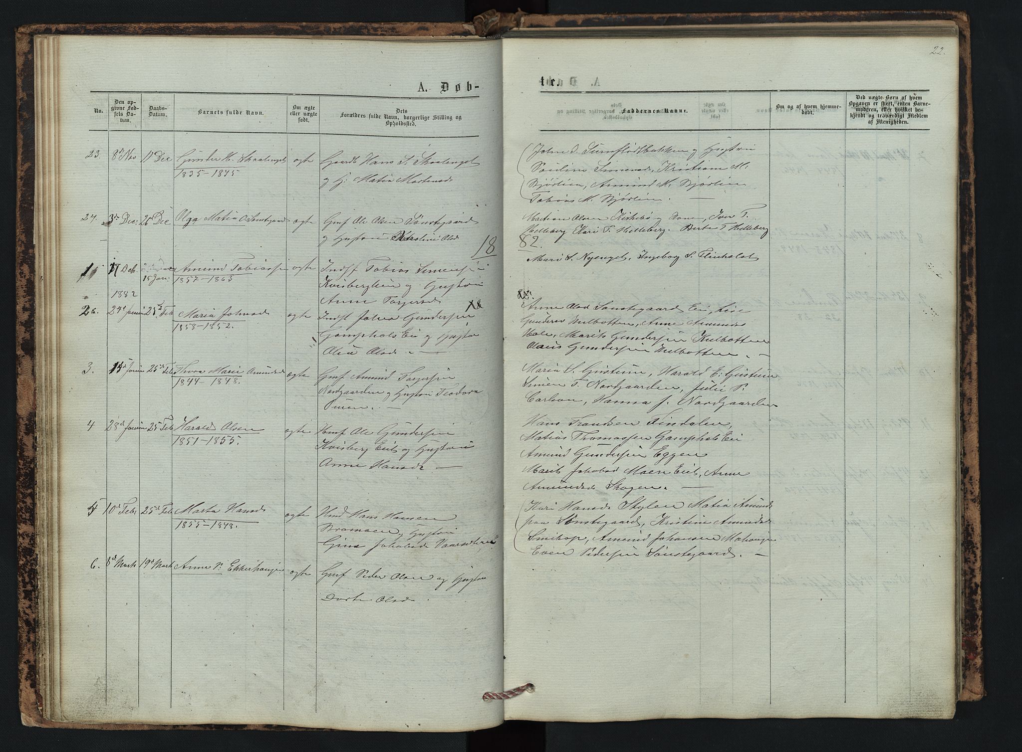 Vestre Gausdal prestekontor, SAH/PREST-094/H/Ha/Hab/L0002: Parish register (copy) no. 2, 1874-1897, p. 22