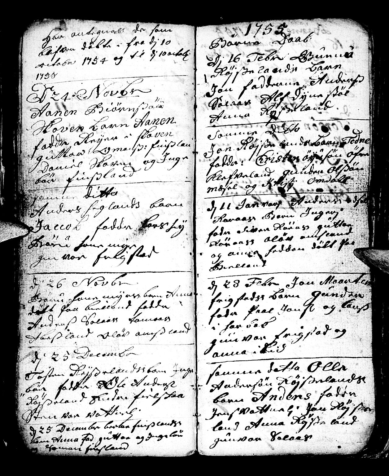 Bjelland sokneprestkontor, SAK/1111-0005/F/Fb/Fbb/L0001: Parish register (copy) no. B 1, 1732-1782, p. 45