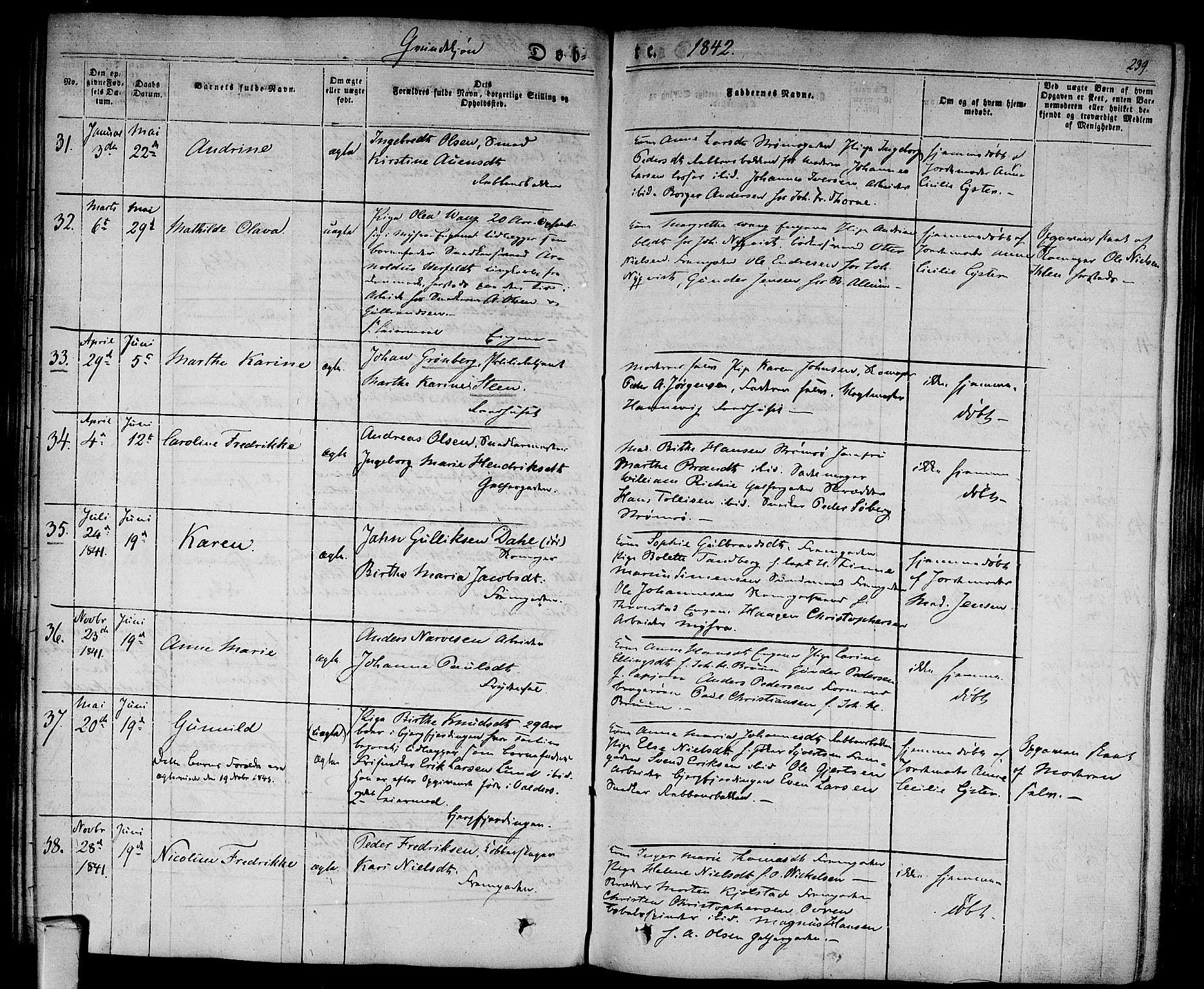 Bragernes kirkebøker, AV/SAKO-A-6/F/Fb/L0001: Parish register (official) no. II 1, 1830-1847, p. 239