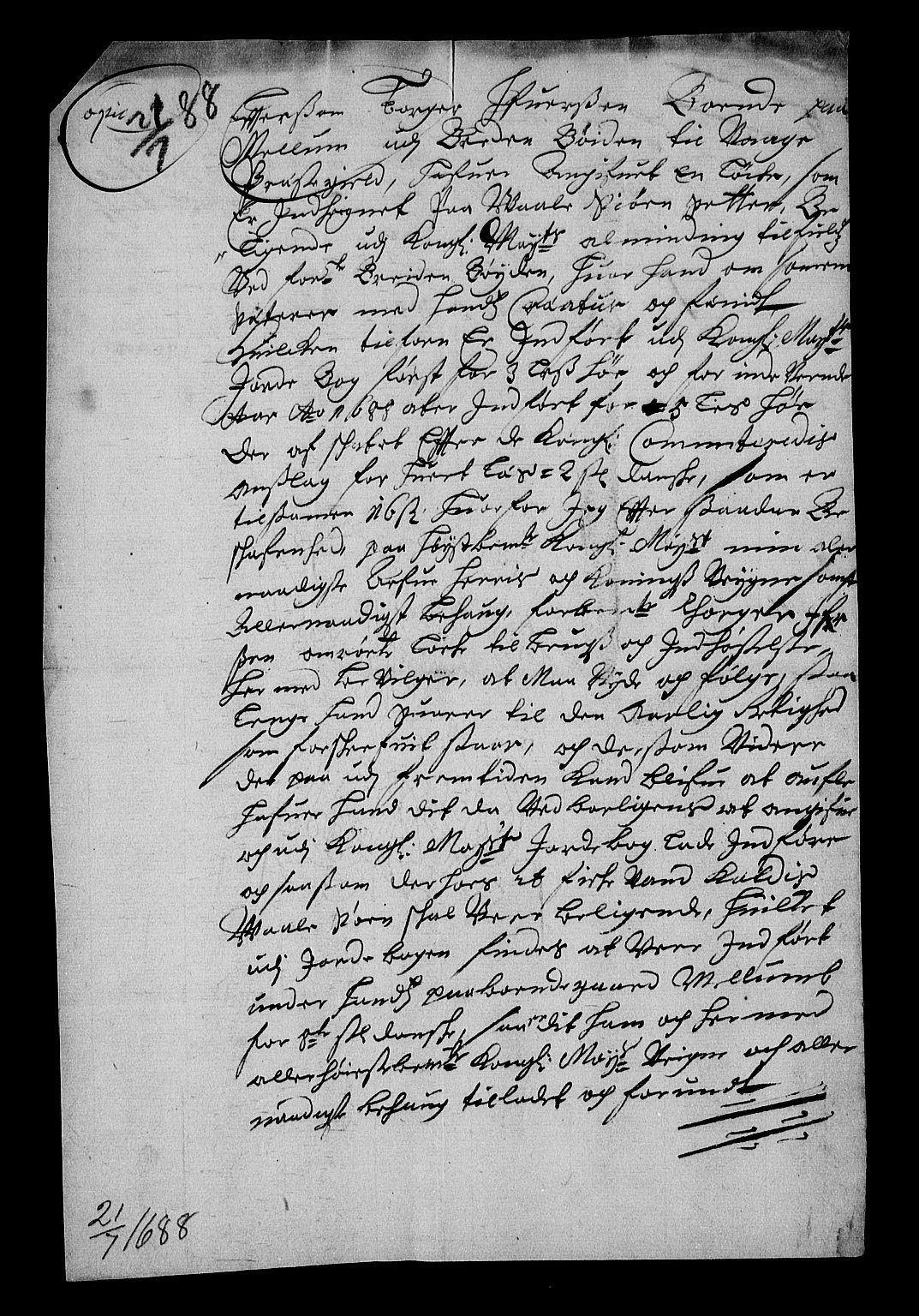 Stattholderembetet 1572-1771, RA/EA-2870/Af/L0002: Avskrifter av vedlegg til originale supplikker, nummerert i samsvar med supplikkbøkene, 1687-1689, p. 207