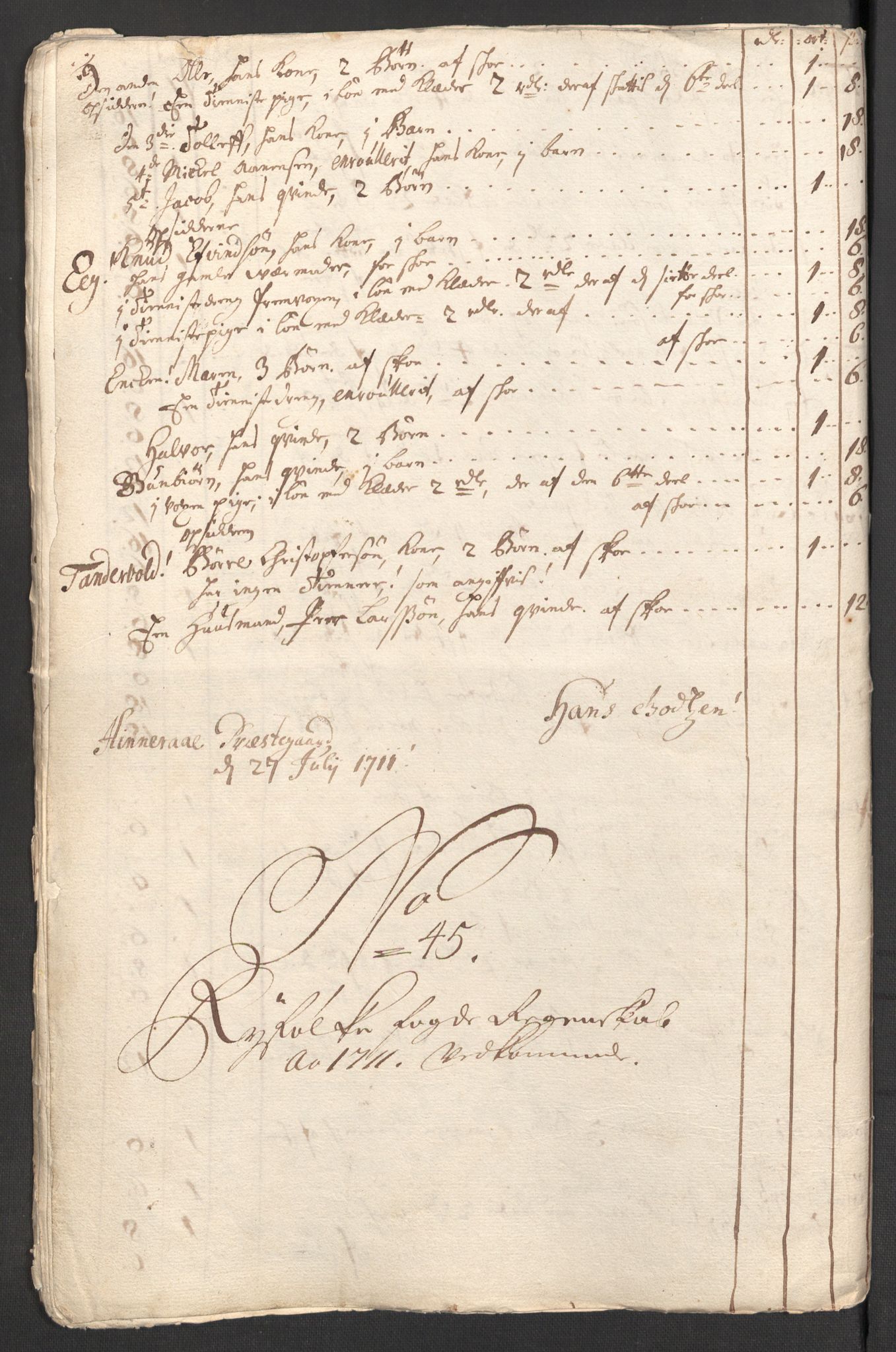 Rentekammeret inntil 1814, Reviderte regnskaper, Fogderegnskap, RA/EA-4092/R47/L2864: Fogderegnskap Ryfylke, 1711, p. 478
