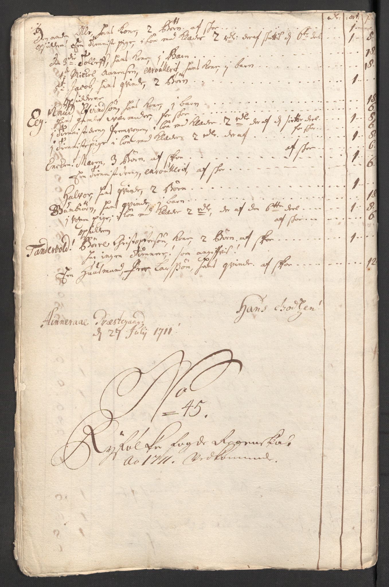 Rentekammeret inntil 1814, Reviderte regnskaper, Fogderegnskap, AV/RA-EA-4092/R47/L2864: Fogderegnskap Ryfylke, 1711, p. 478