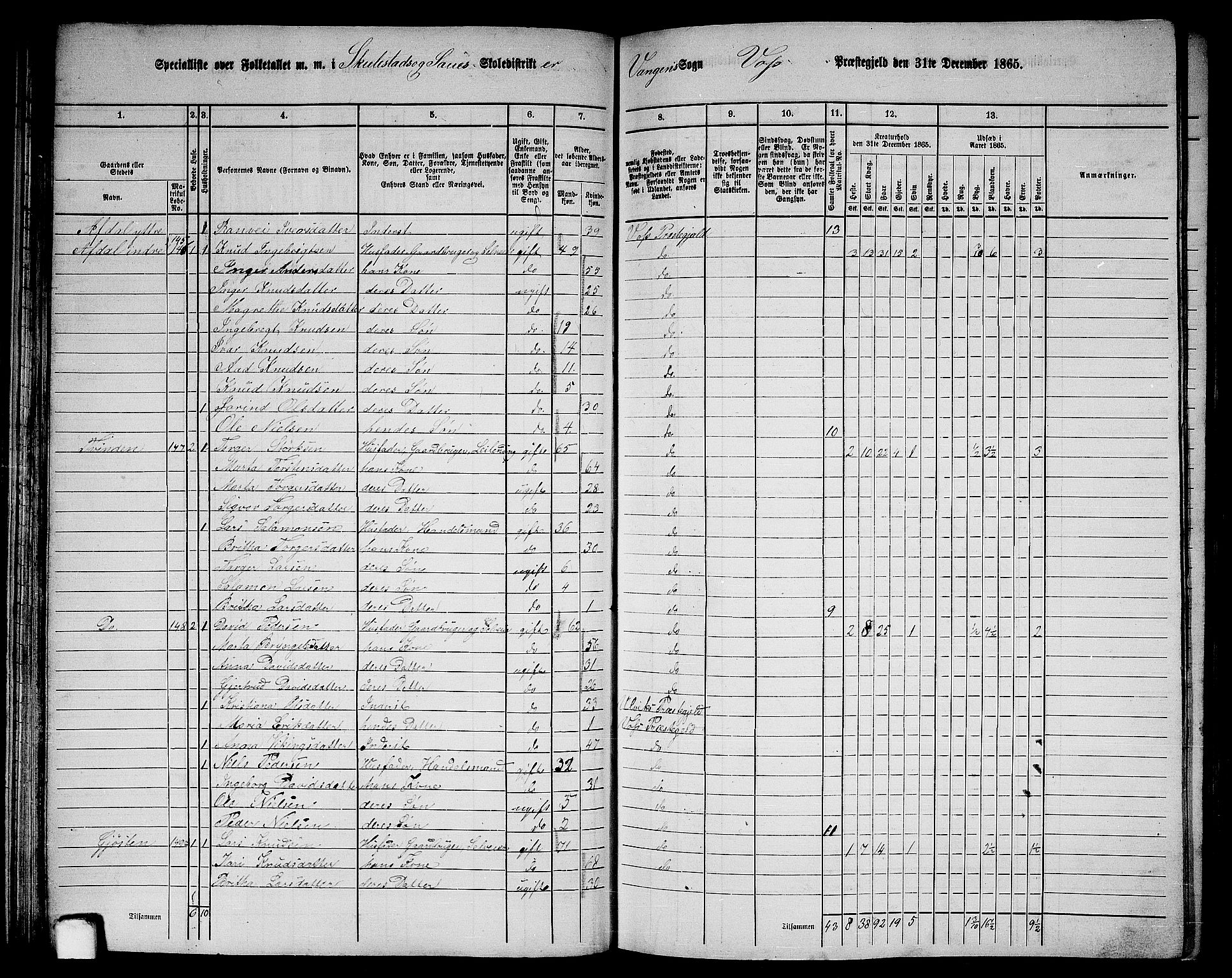 RA, 1865 census for Voss, 1865, p. 82