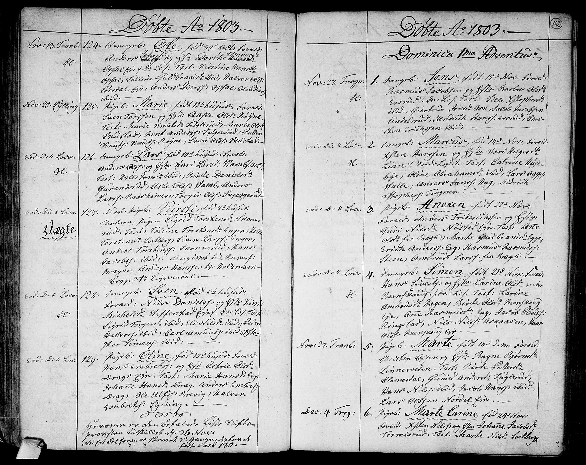 Lier kirkebøker, SAKO/A-230/F/Fa/L0007: Parish register (official) no. I 7, 1794-1813, p. 162