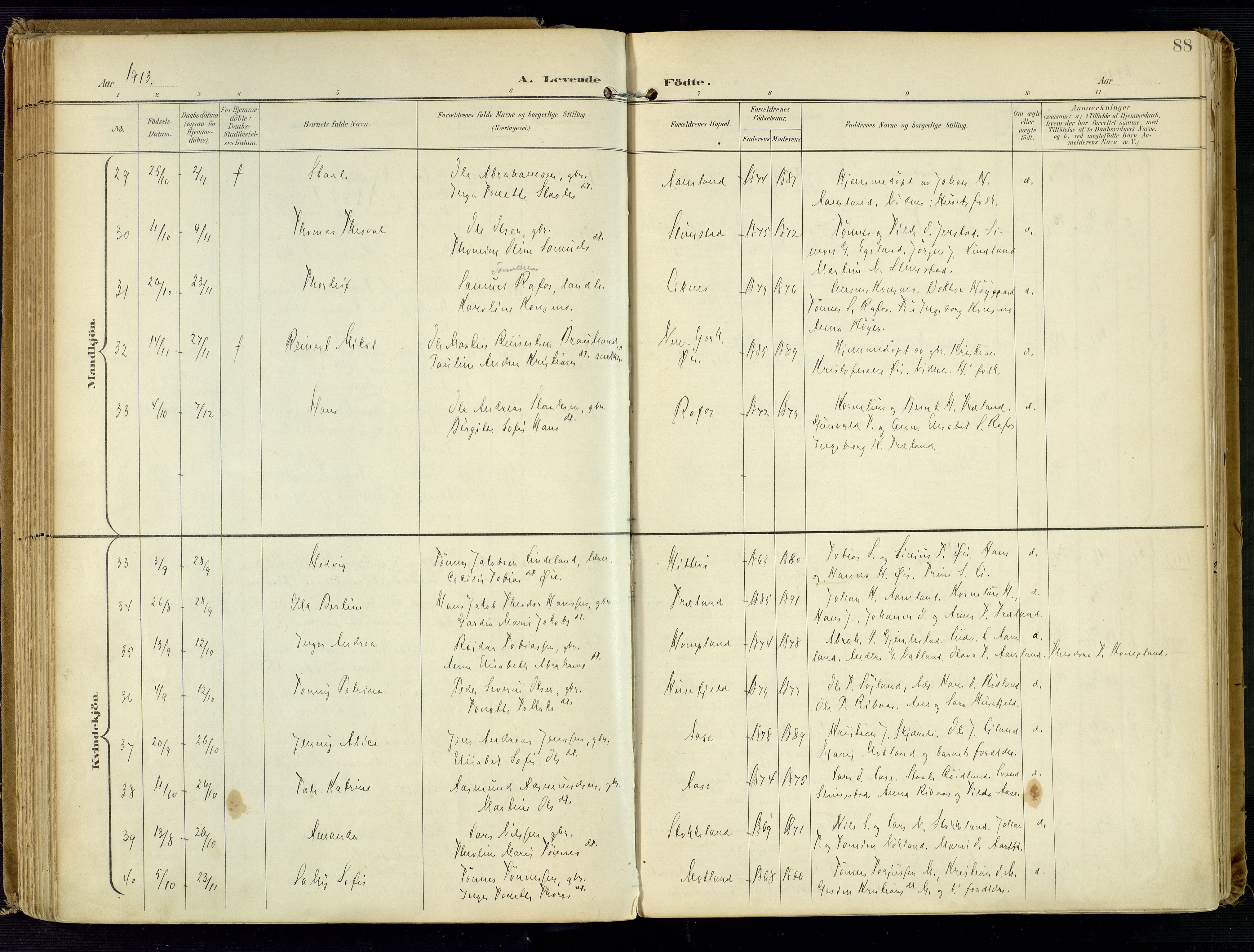 Kvinesdal sokneprestkontor, AV/SAK-1111-0026/F/Fa/Fab/L0009: Parish register (official) no. A 9, 1898-1915, p. 88