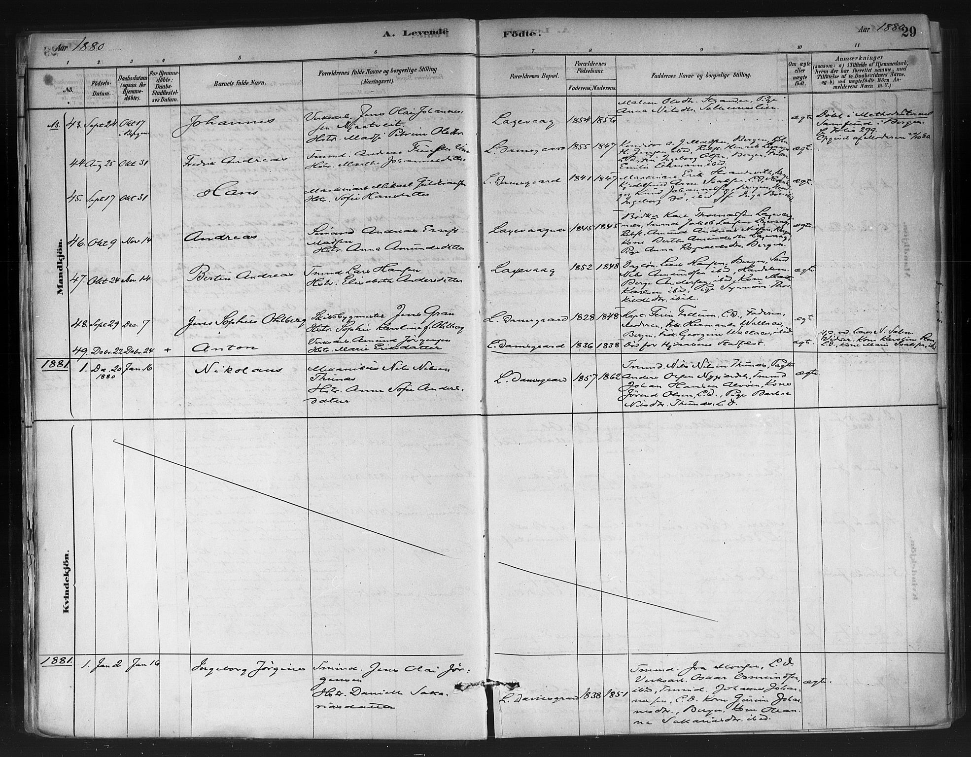 Askøy Sokneprestembete, AV/SAB-A-74101/H/Ha/Haa/Haae/L0002: Parish register (official) no. E 2, 1878-1891, p. 29