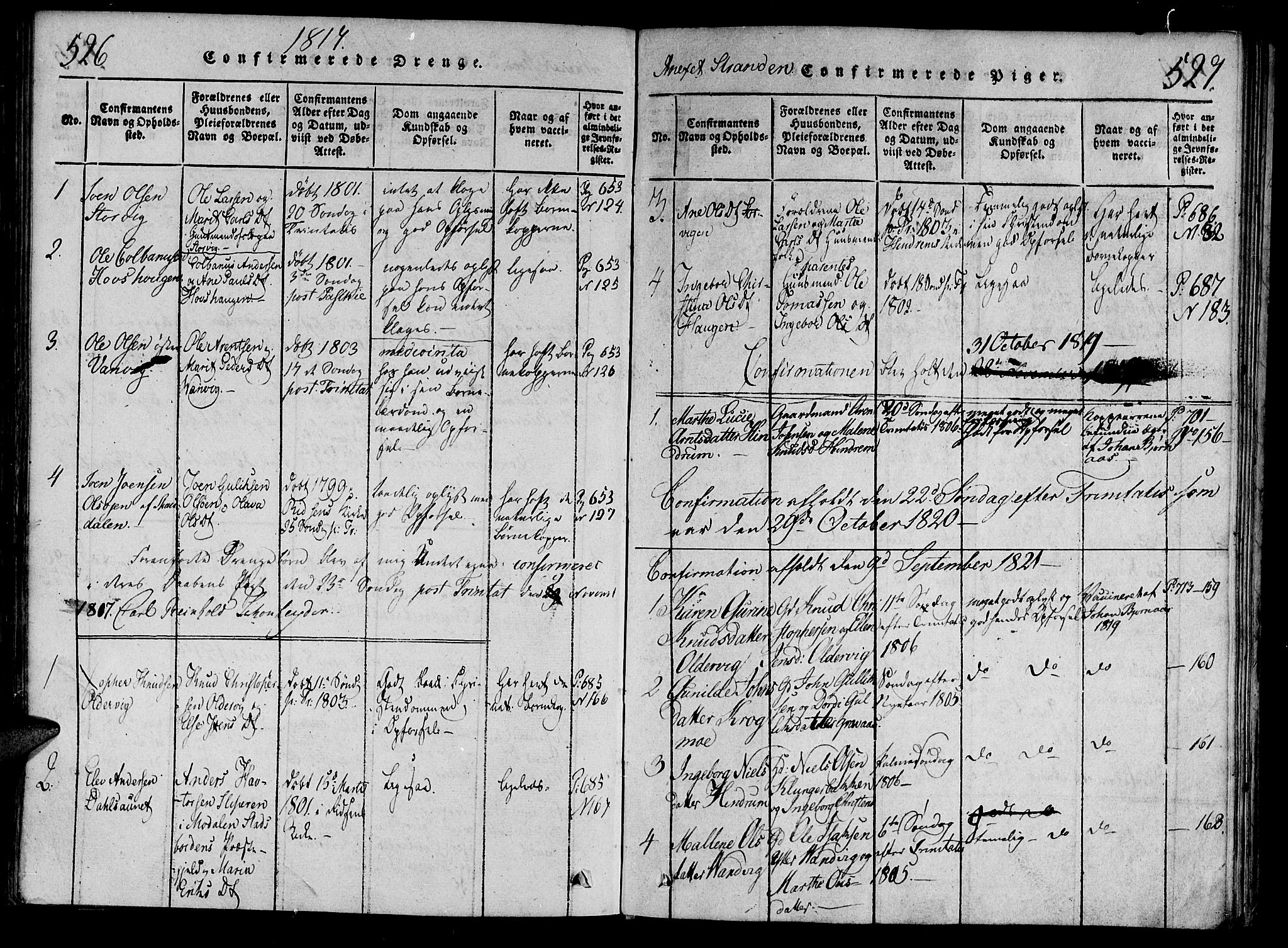 Ministerialprotokoller, klokkerbøker og fødselsregistre - Nord-Trøndelag, SAT/A-1458/701/L0005: Parish register (official) no. 701A05 /2, 1816-1825, p. 526-527