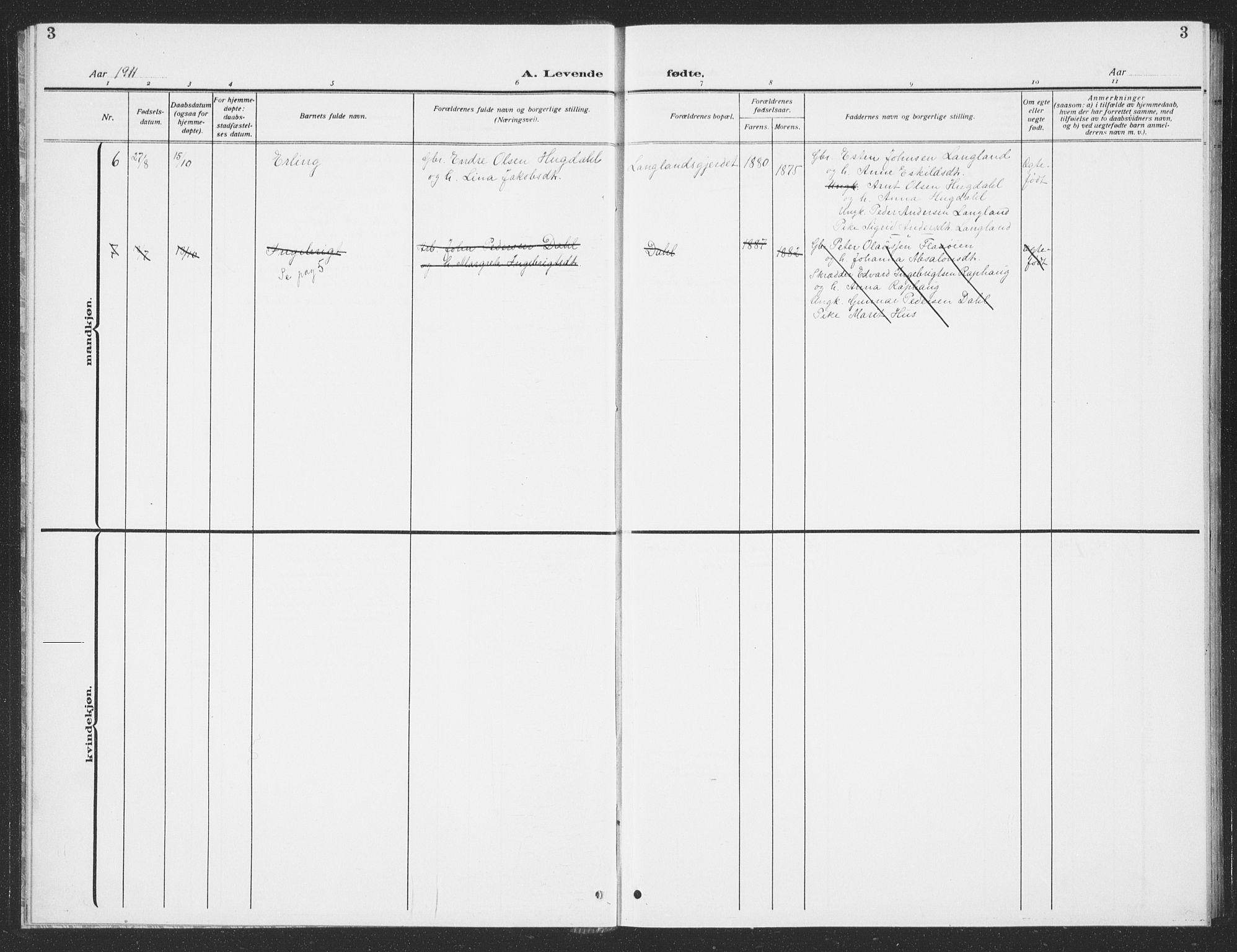 Ministerialprotokoller, klokkerbøker og fødselsregistre - Sør-Trøndelag, SAT/A-1456/693/L1124: Parish register (copy) no. 693C05, 1911-1941, p. 3