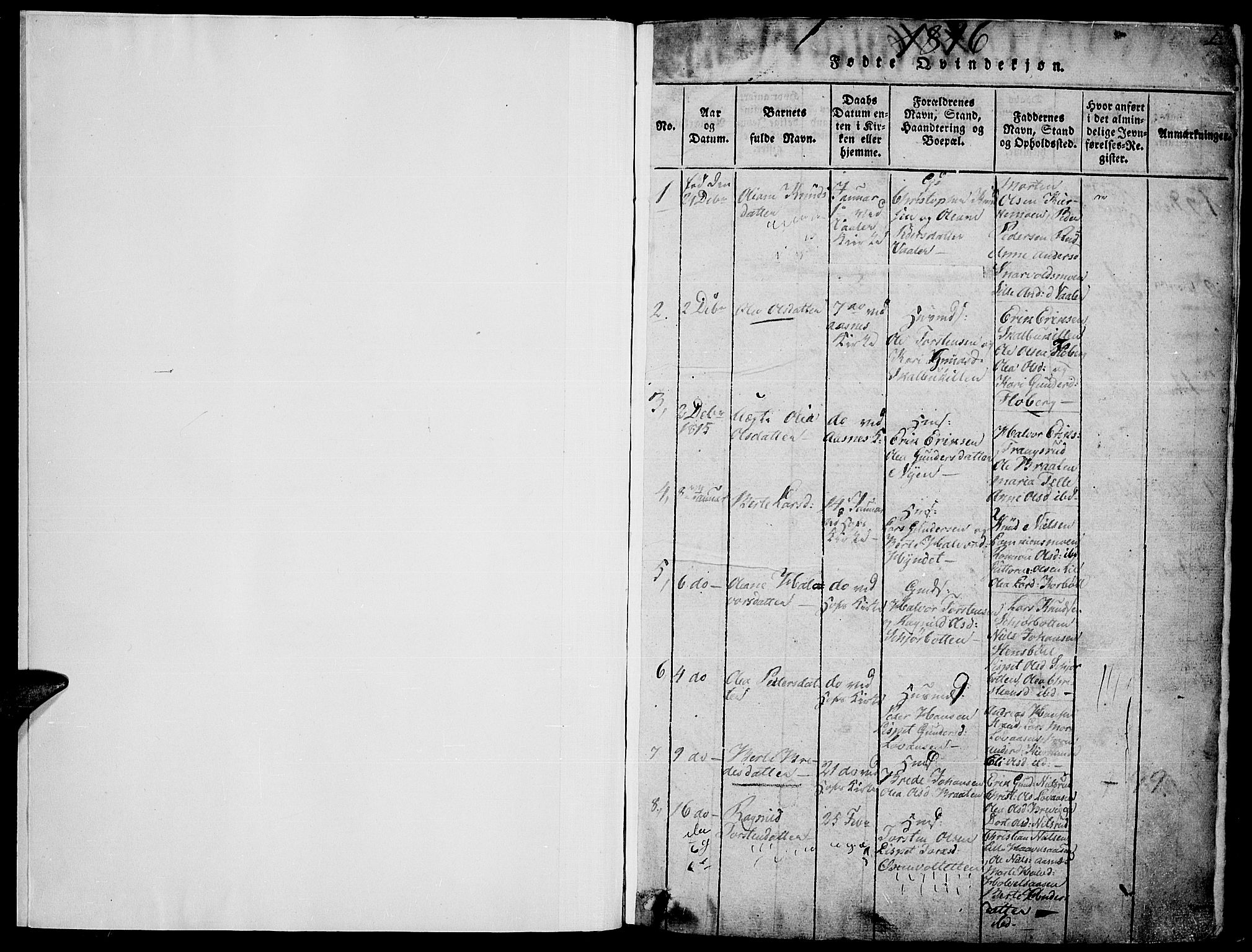 Hof prestekontor, SAH/PREST-038/H/Ha/Haa/L0005: Parish register (official) no. 5, 1816-1822, p. 0-1