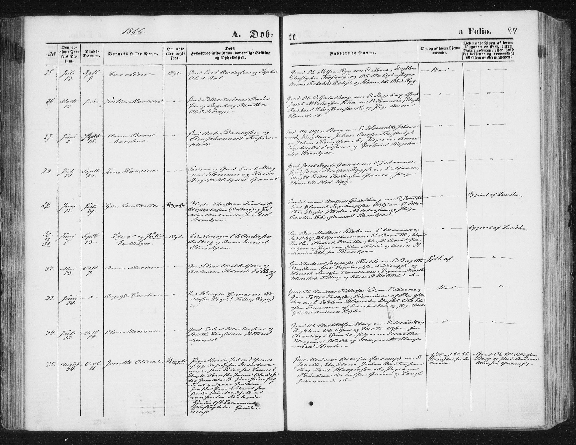 Ministerialprotokoller, klokkerbøker og fødselsregistre - Nord-Trøndelag, SAT/A-1458/746/L0447: Parish register (official) no. 746A06, 1860-1877, p. 84