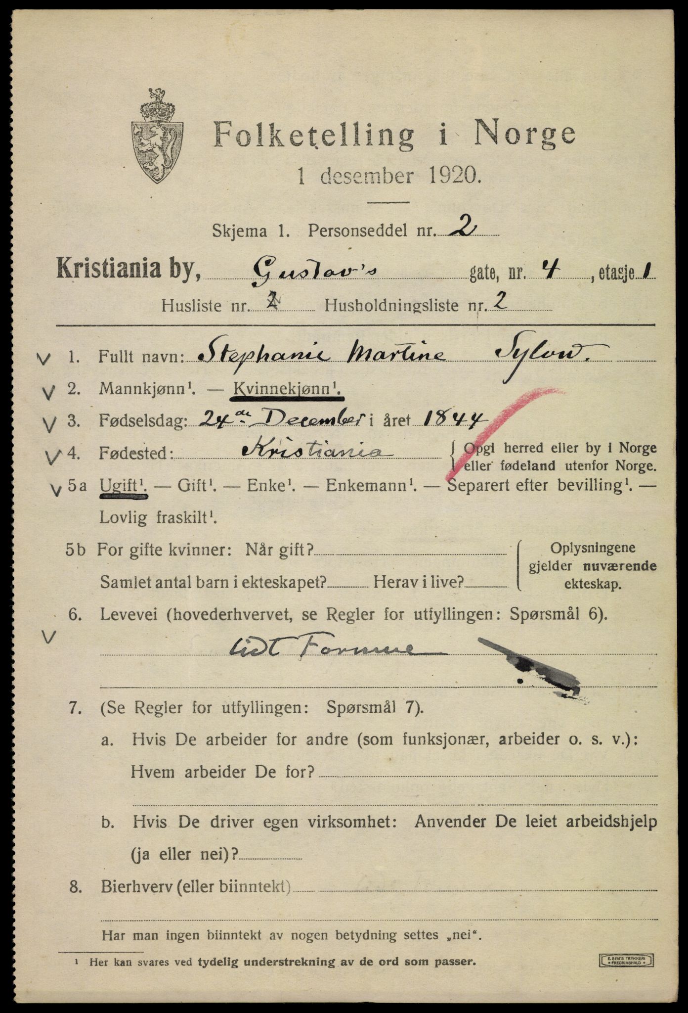 SAO, 1920 census for Kristiania, 1920, p. 261529