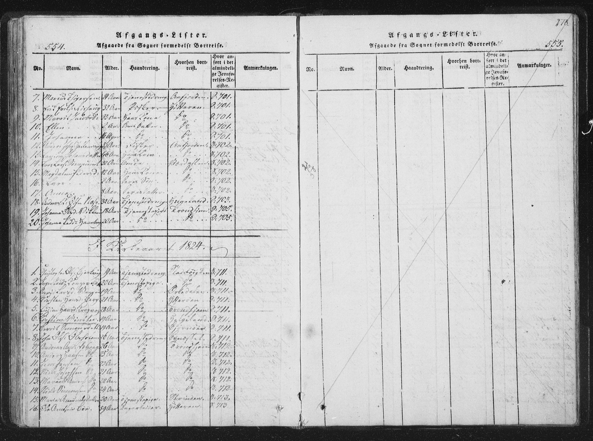 Ministerialprotokoller, klokkerbøker og fødselsregistre - Sør-Trøndelag, SAT/A-1456/659/L0734: Parish register (official) no. 659A04, 1818-1825, p. 554-555