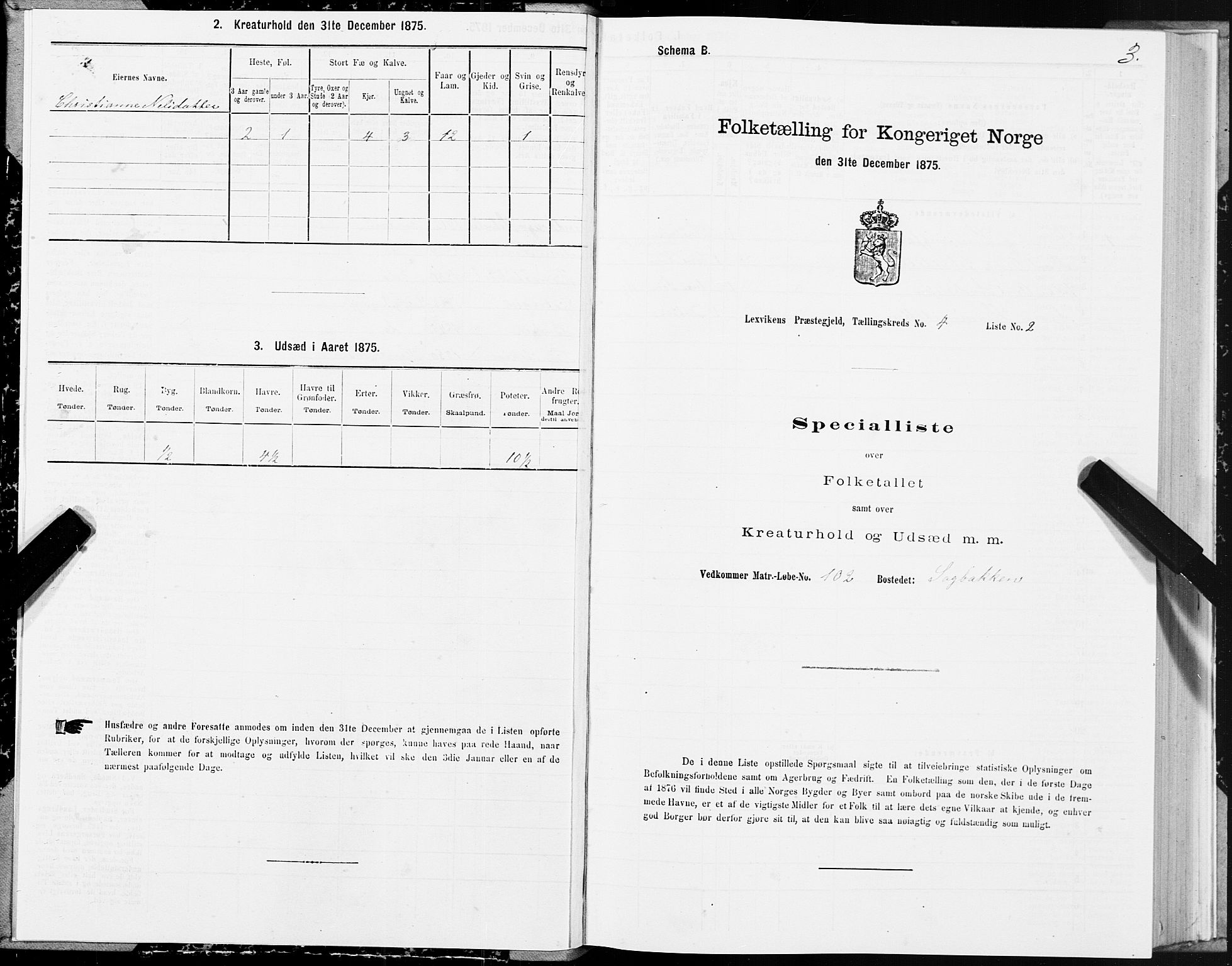 SAT, 1875 census for 1718P Leksvik, 1875, p. 3003