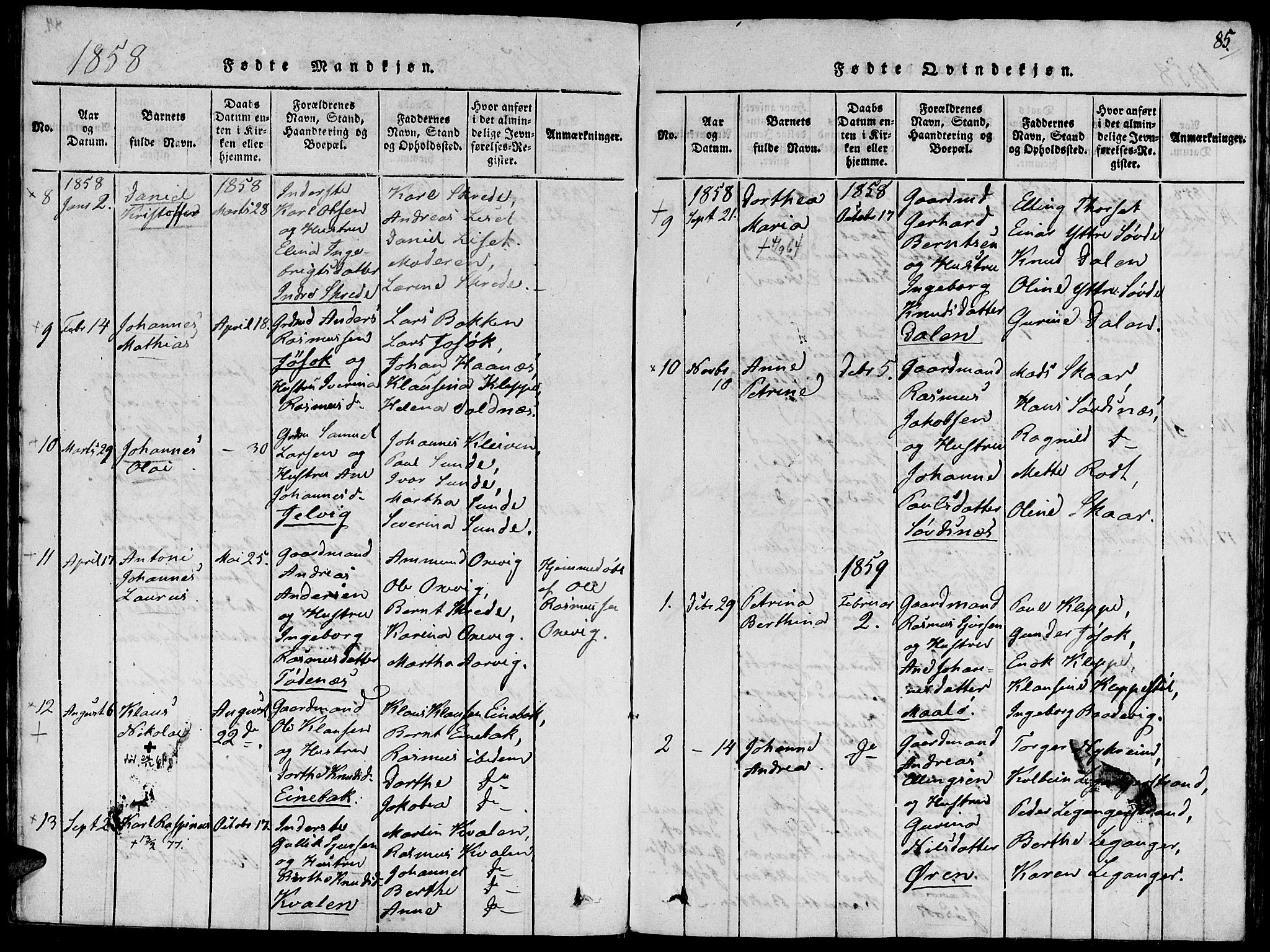 Ministerialprotokoller, klokkerbøker og fødselsregistre - Møre og Romsdal, SAT/A-1454/504/L0054: Parish register (official) no. 504A01, 1816-1861, p. 85